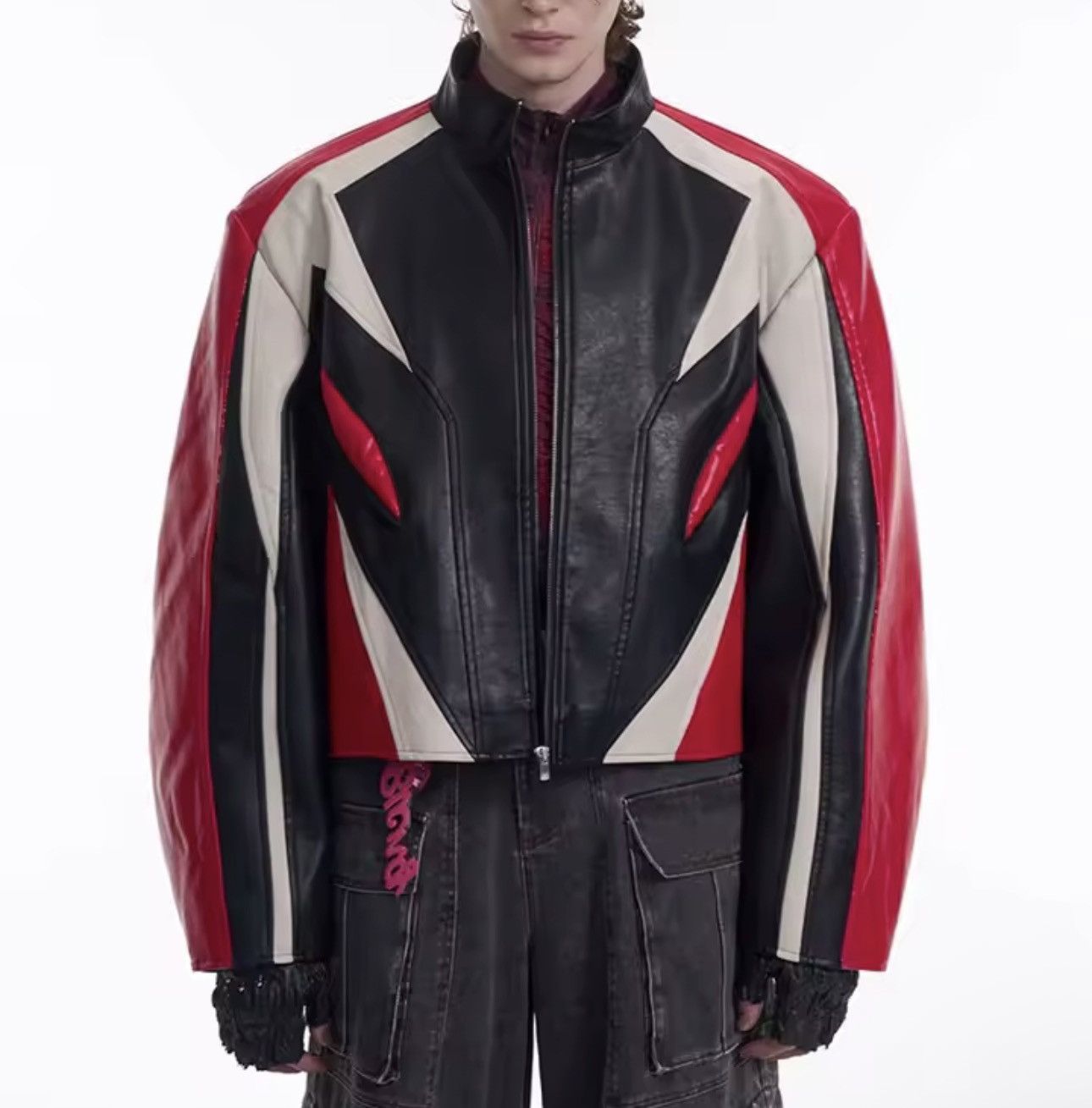 Motorcycle Streetwear Racer PU Leather Zip Up Jacket