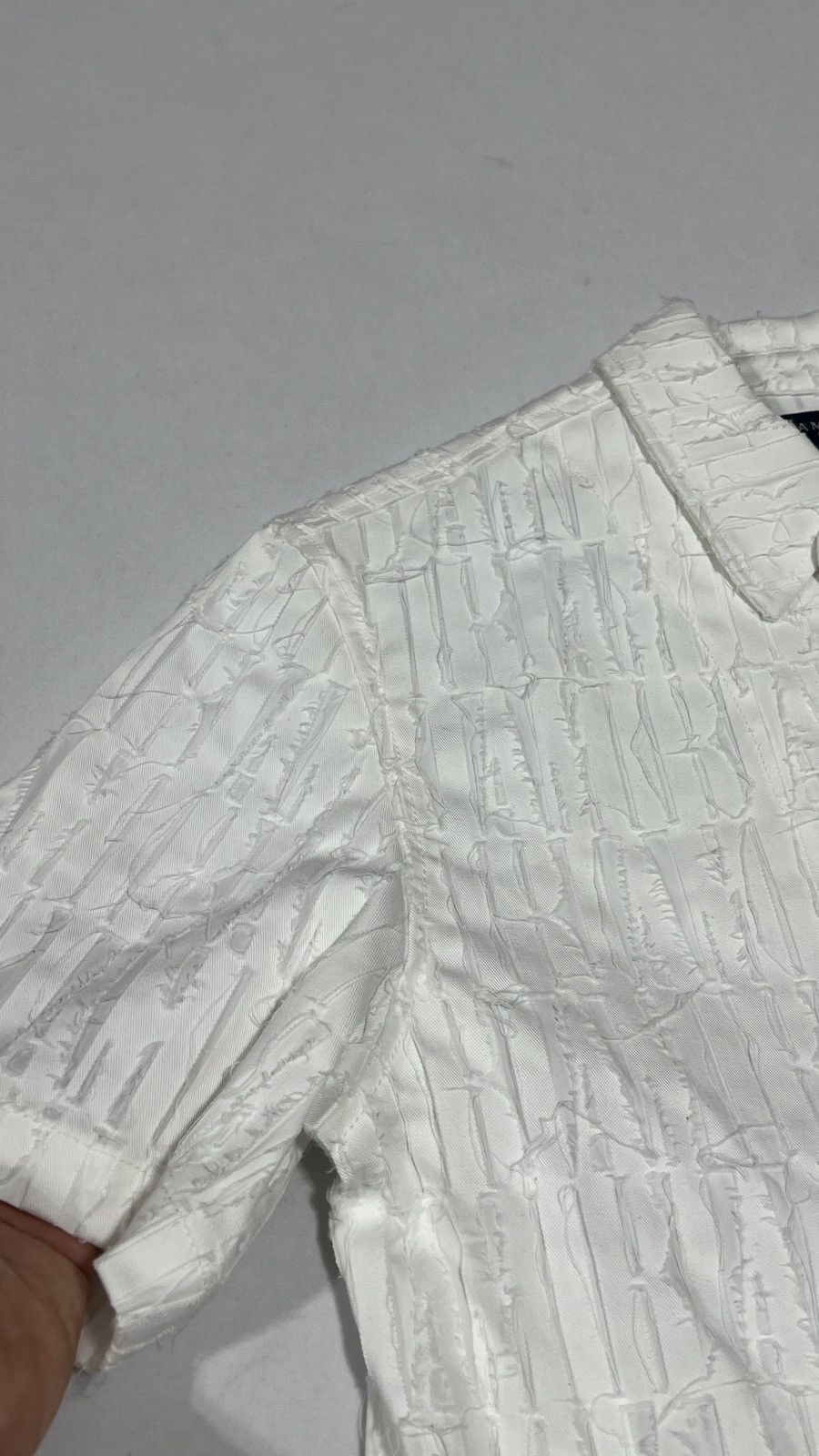 Amiri Amiri Logo Frayed White Button Up Size US S / EU 44-46 / 1 - 3 Thumbnail