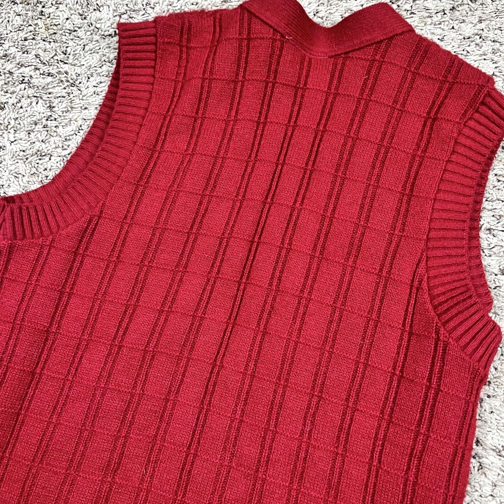 Sears VINTAGE 90s Sears Red 100% Orlon Acrylic Open-Front Sweater Vest Womens Medium Size M / US 6-8 / IT 42-44 - 6 Thumbnail