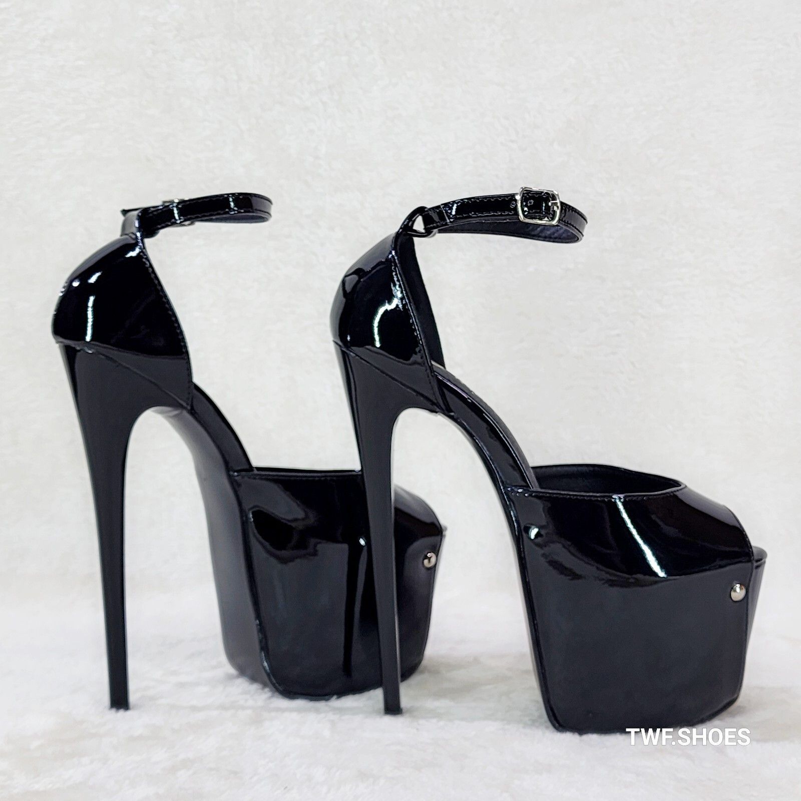 Other Juicy 15 Black Patent Slim 7" Stiletto Platform Closed Back Size US 7 / IT 37 - 1 Thumbnail