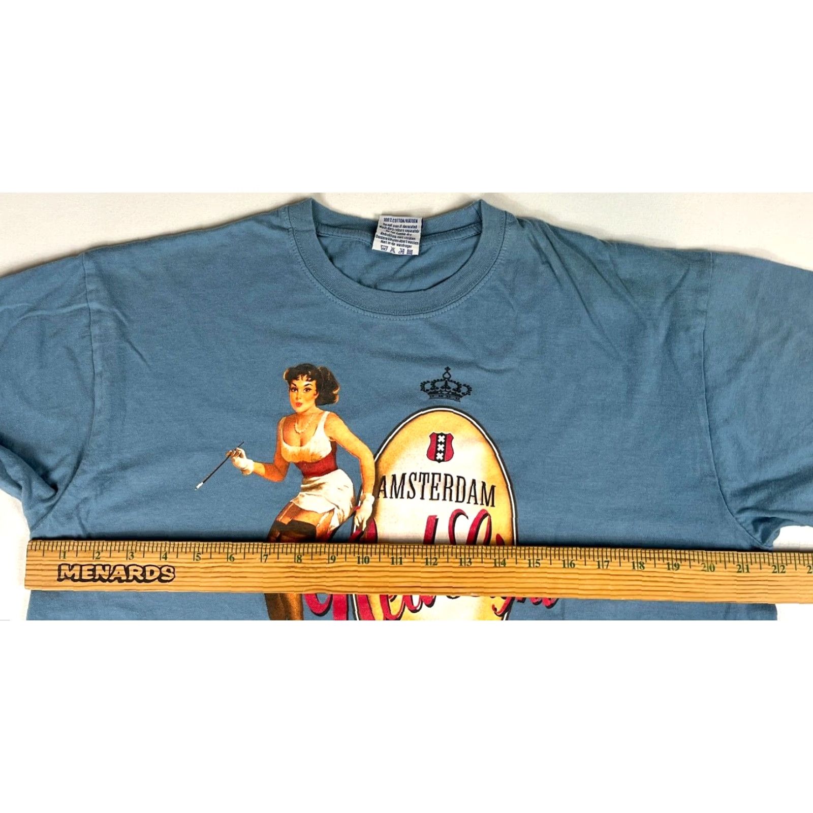 Vintage VINTAGE Fox Originals T-Shirt Amsterdam Red Light District Unisex Adults L Blue Graphic Print 90s Boys Mens Womens Size US L / EU 52-54 / 3 - 7 Thumbnail