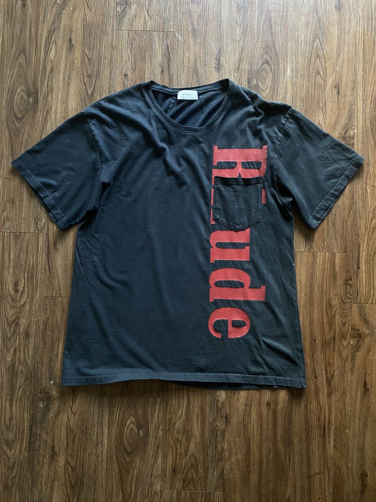 image of Rhude Pocket Tee in Vintage Black, Men's (Size Small)