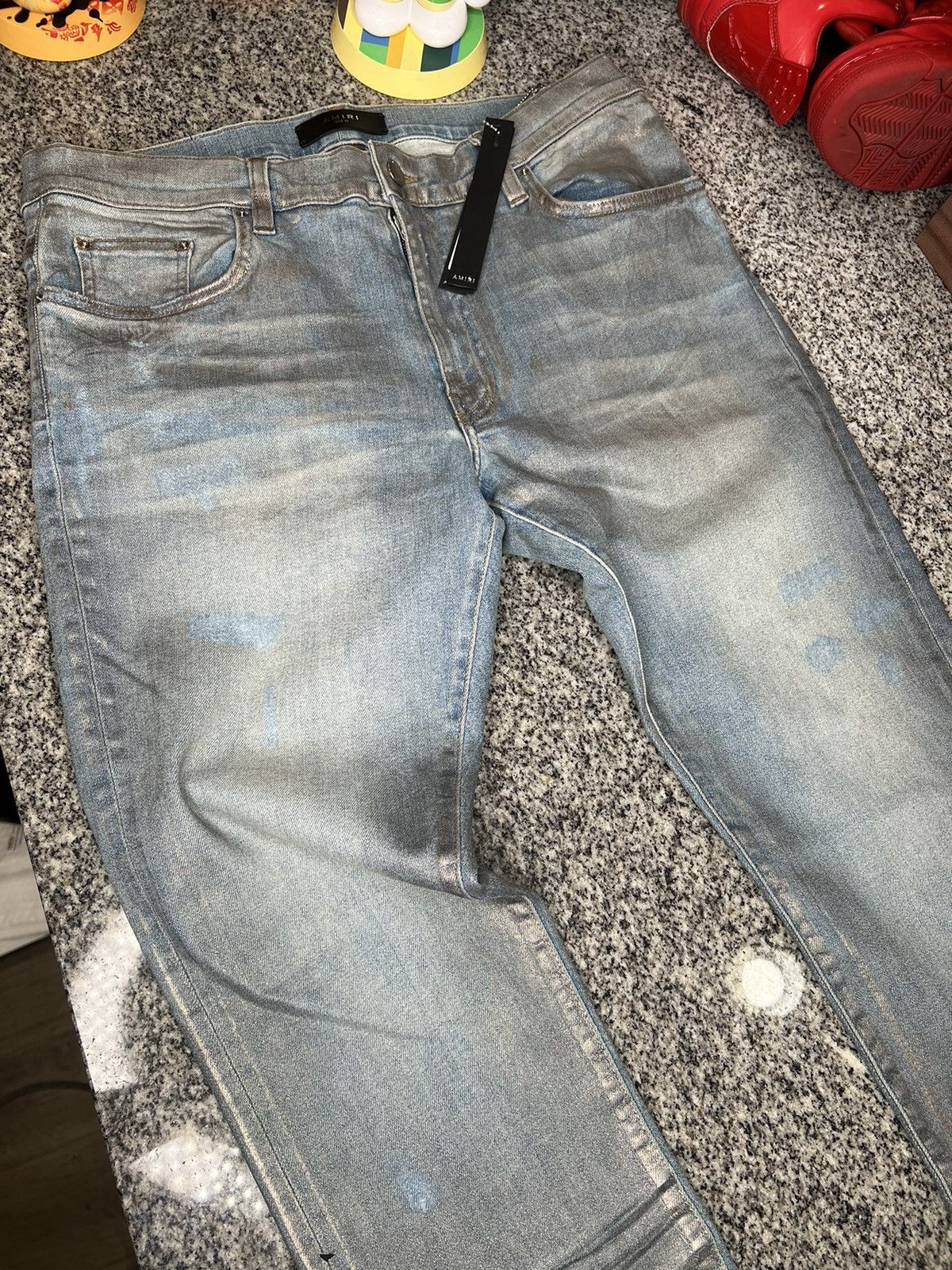 Amiri Amiri Jean Mx1 Neon Plaid Blue Size US 33 - 3 Thumbnail