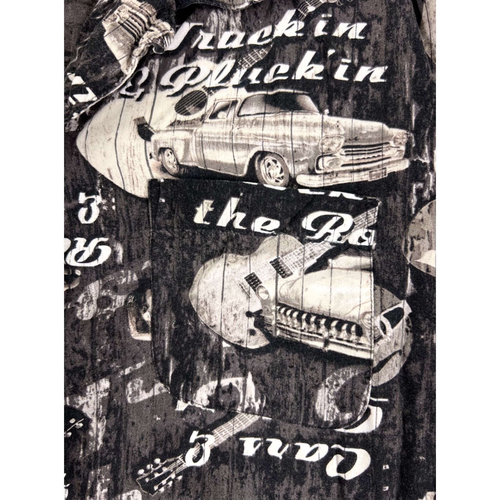George George Shirt Adult Medium Black White Truckin & Pluckin Country Music Guitar Size US M / EU 48-50 / 2 - 6 Thumbnail