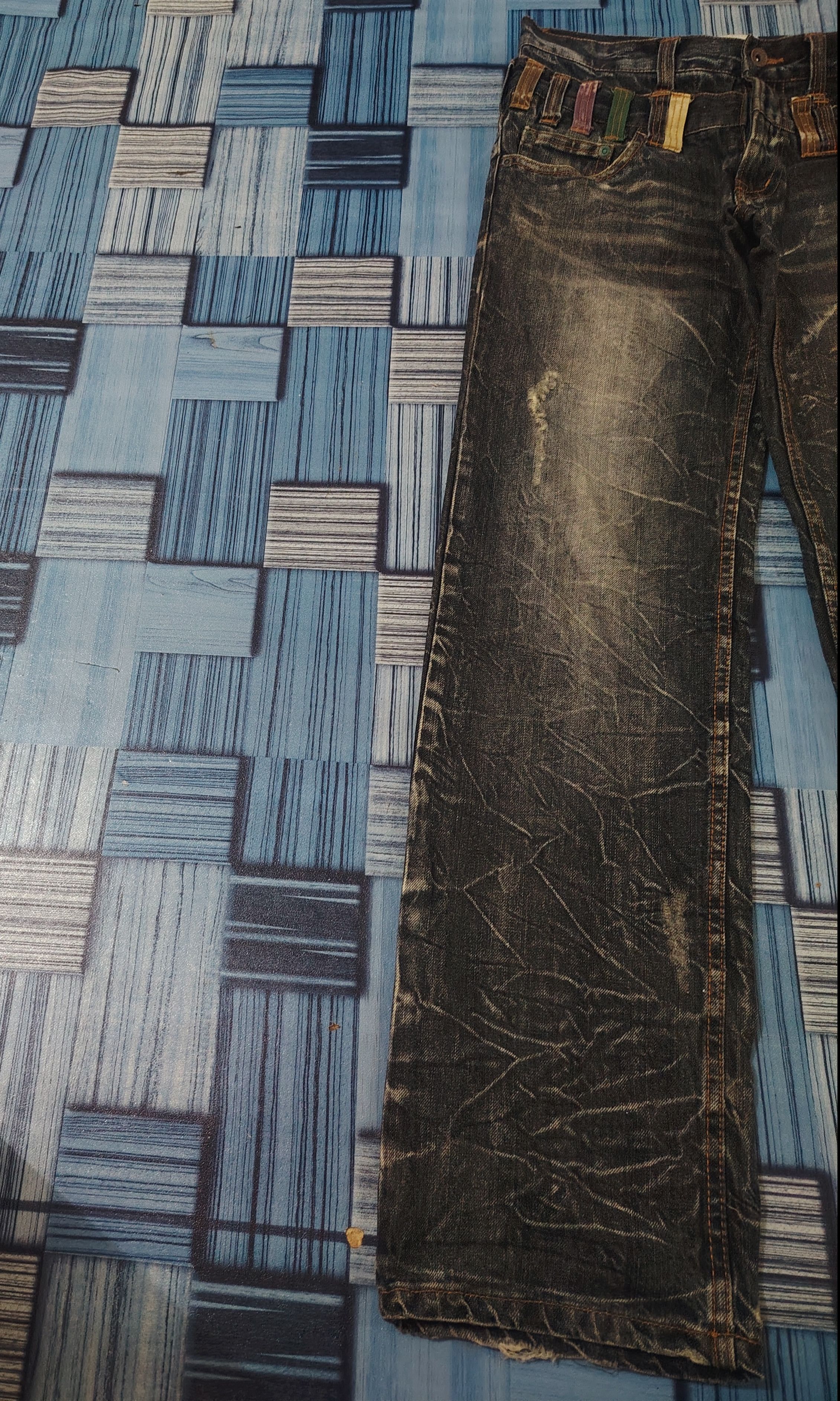Who Decides War Japanese Nylaus Double Waist Distressed Jeans Size US 29 - 5 Thumbnail
