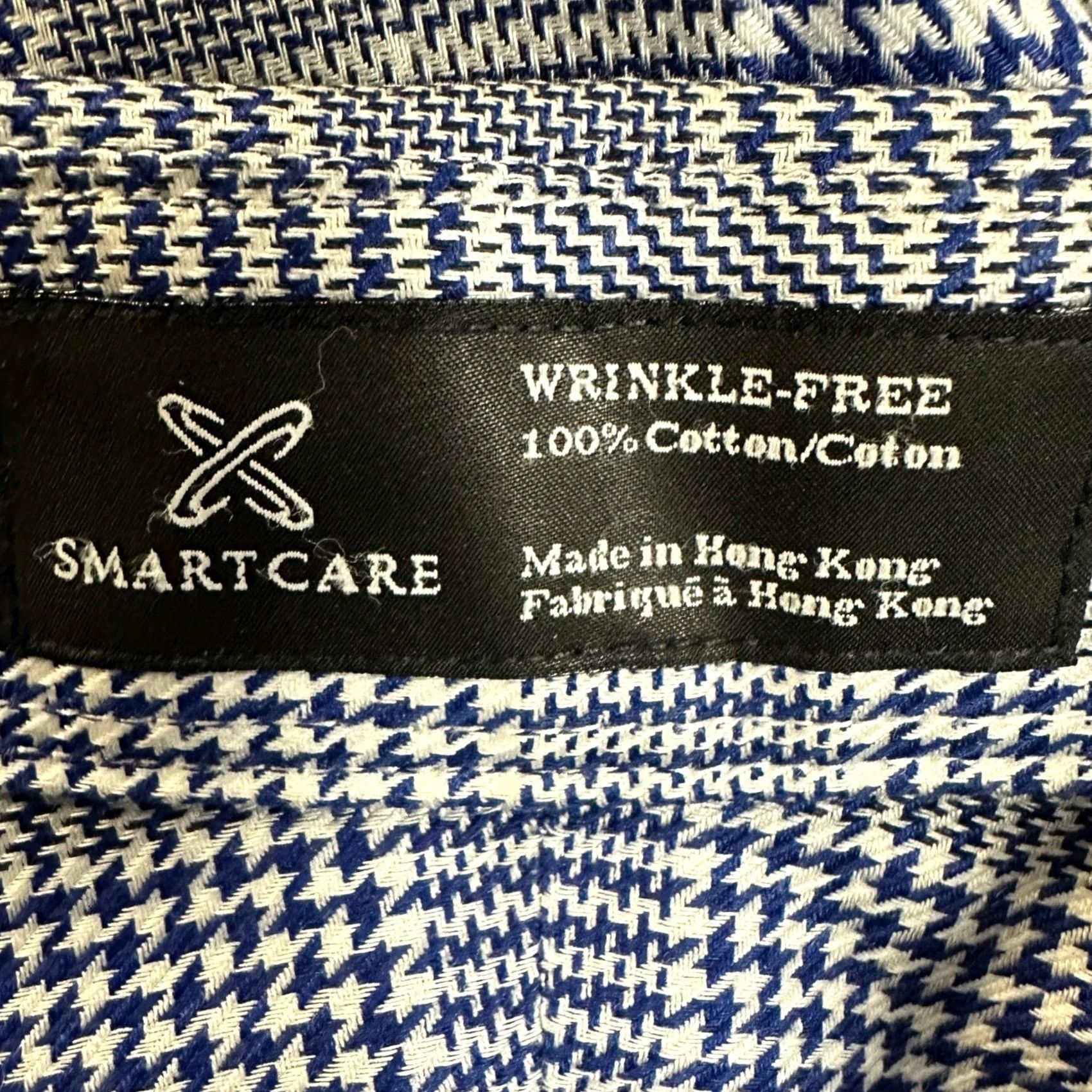 Nordstrom Nordstrom Shirt Dress Mens 16.5 36-37 Blue Gray Houndstooth Trim Fit Pocket Button-Up Long Sleeve 100% Cotton Size 46R - 5 Thumbnail