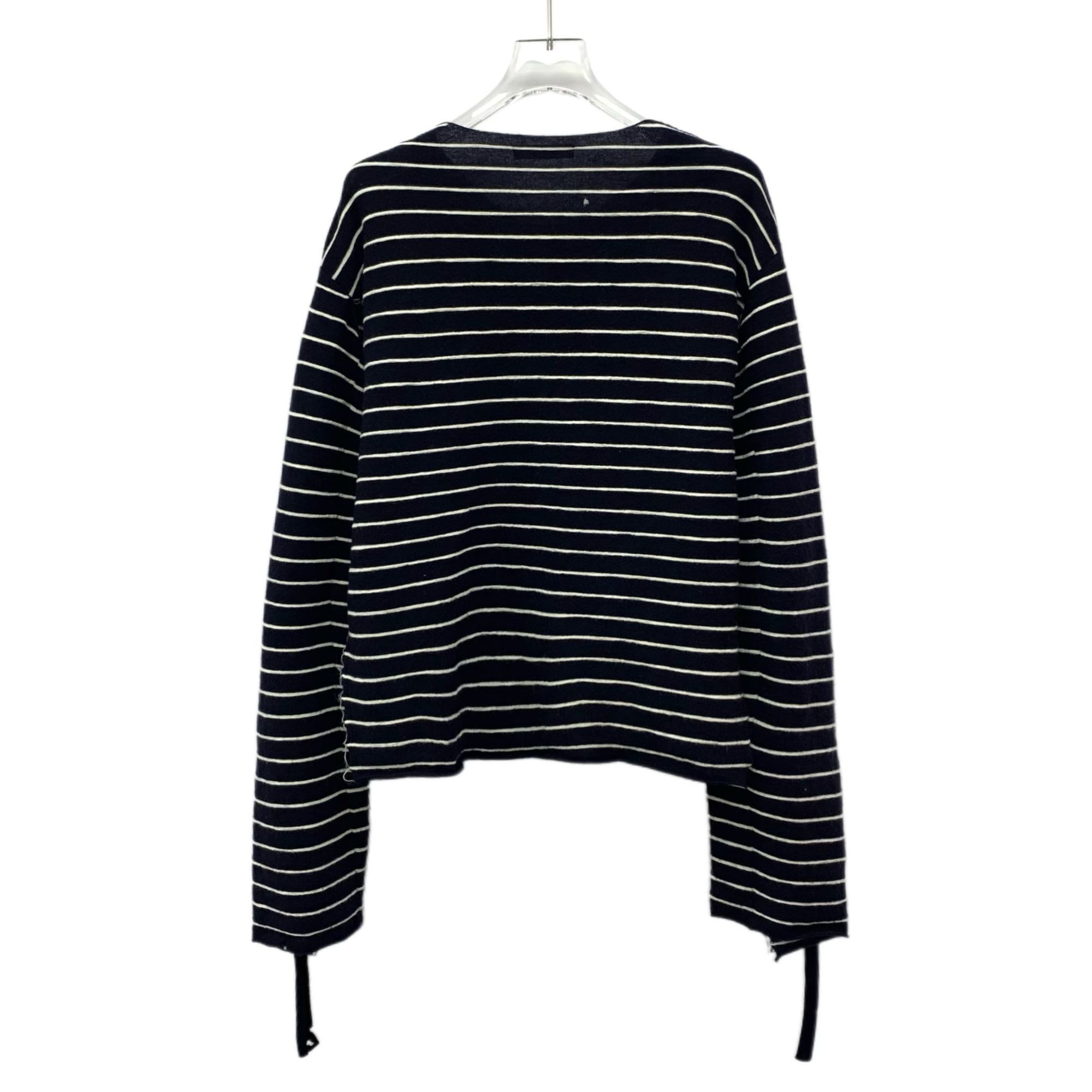 Celine CELINE Navy & White Striped Wool Blend Asymmetrical Sweater Size S / US 4 / IT 40 - 8 Thumbnail
