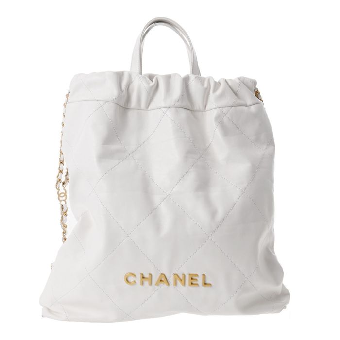 Chanel Chanel 22 Large Backpack White Women's Calf Rucksack/Daypack