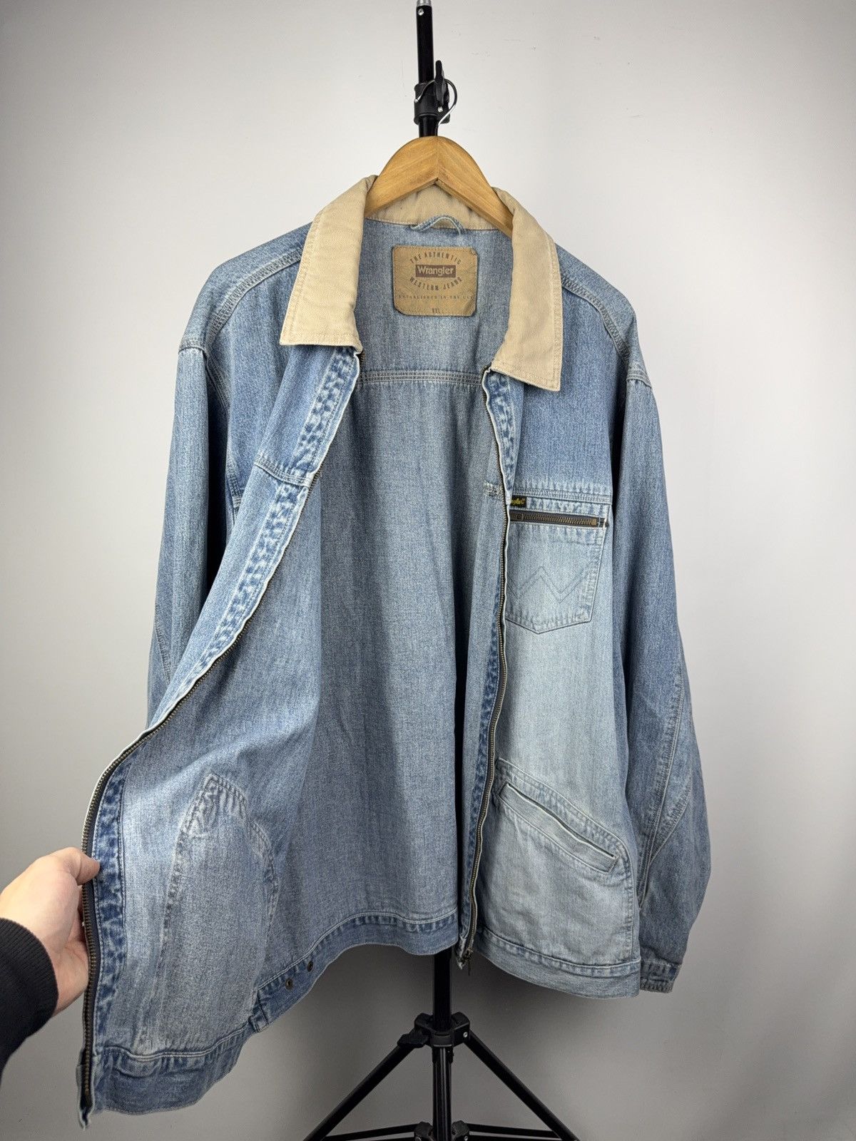 Wrangler Vintage Retro 90s Wrangler Western Cowboy Denim Work Jacket Size US XXL / EU 58 / 5 - 10 Thumbnail