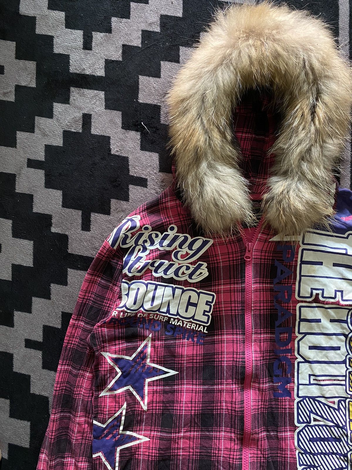 Beauty Beast Oblo design tartan faux fur y2k hoodie Size US M / EU 48-50 / 2 - 3 Thumbnail