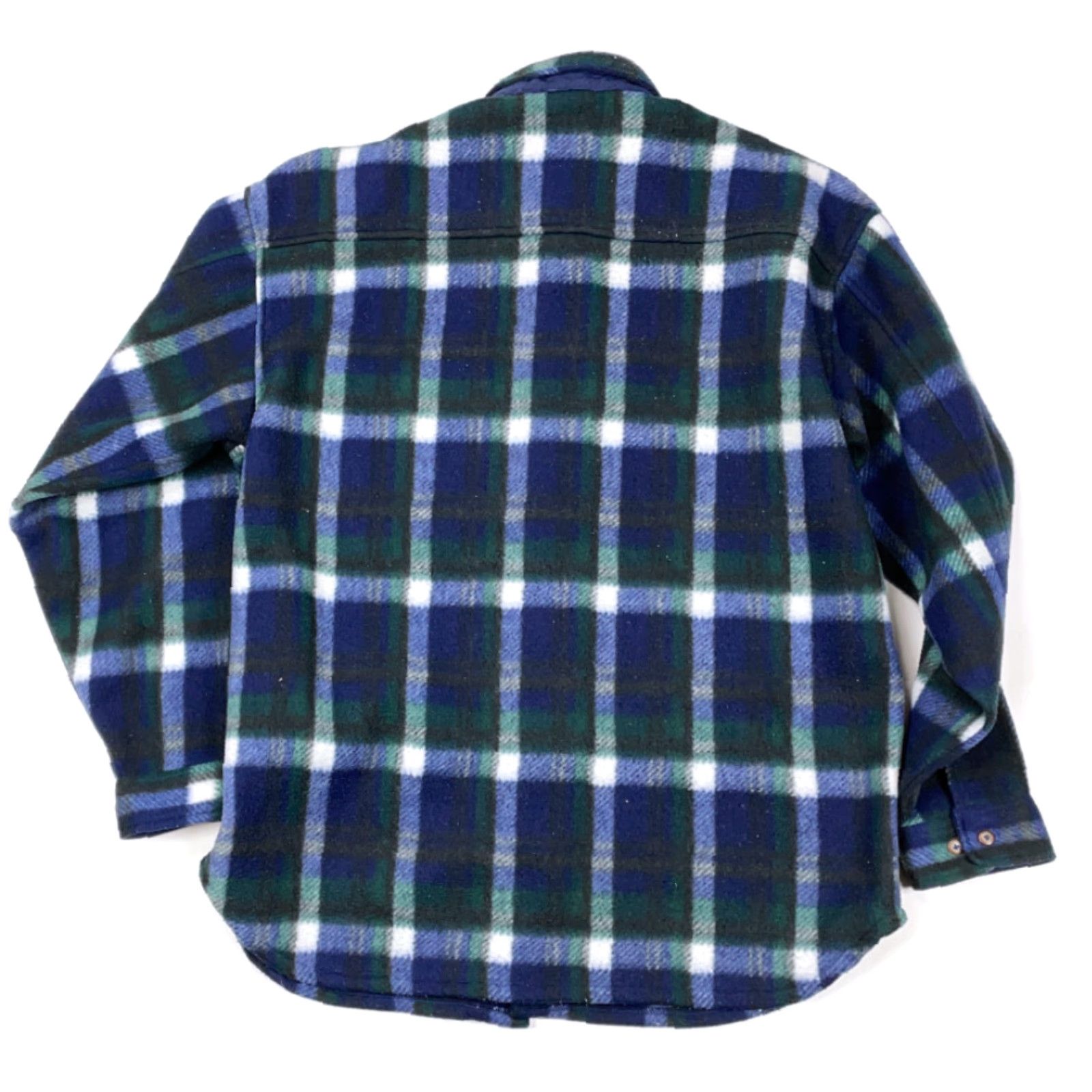 Vintage 90s Grunge Style VTG Green Blue Plaid Fleece Jacket Adult Medium Workwear Shirt Size US M / EU 48-50 / 2 - 2 Thumbnail