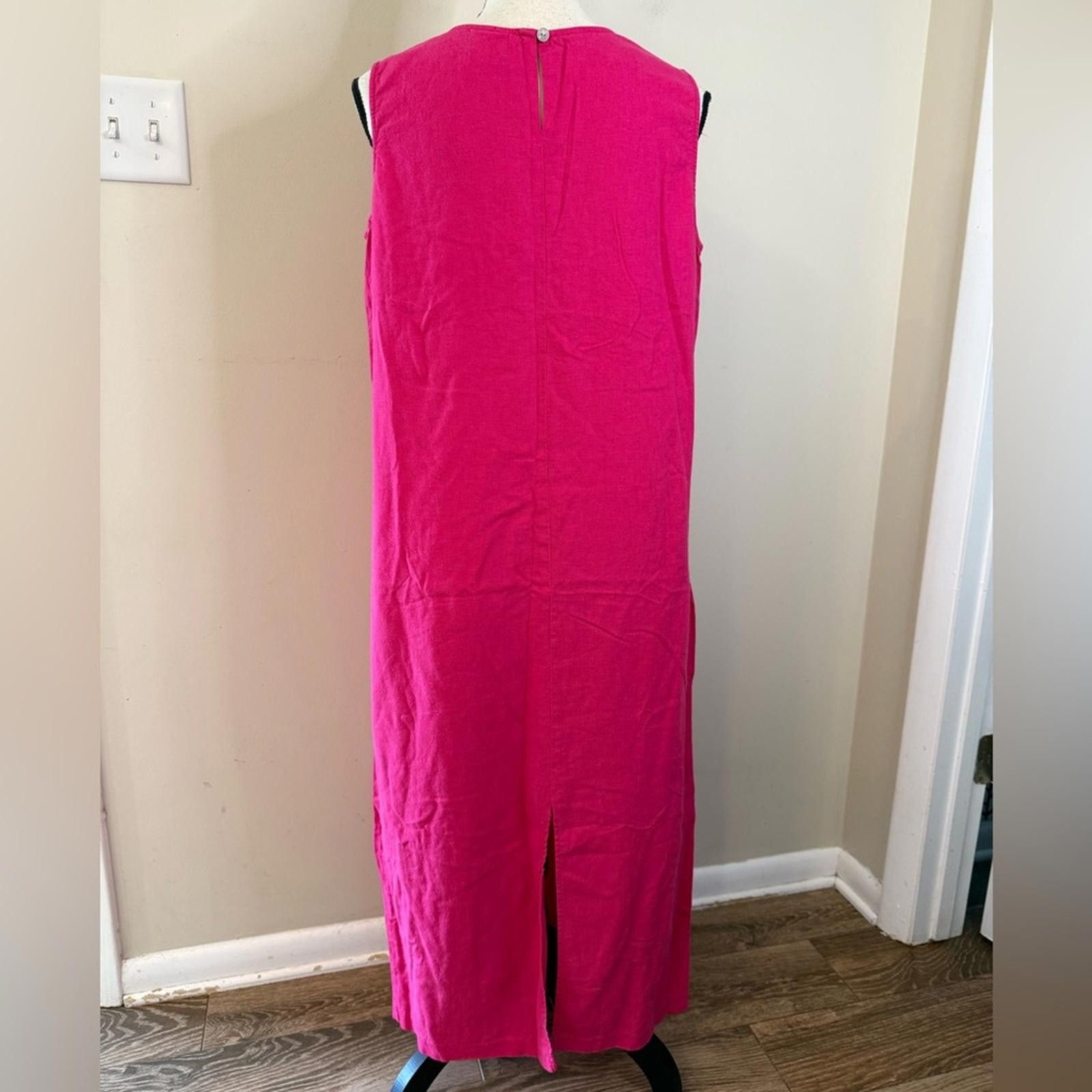 Other Dark pink sleeveless maxi dress embroidered fish beads 16W Size XXL / US 16-18 / IT 52-54 - 3 Thumbnail