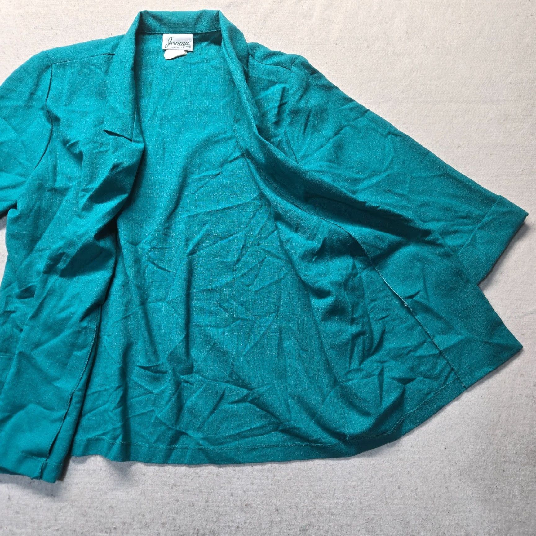 Vintage Joanna Blazer Open Collared 3/4 Sleeve Blue Large Women Vintage Jacket /> Size L / US 10 / IT 46 - 3 Thumbnail