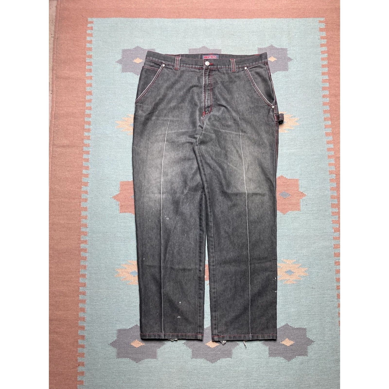 Vintage VINTAGE Webs Jeans Carpenter Jeans Wide-Leg 40x33 Men Black Cyber Goth Skater Baggy Y2K WW Size US 40 / EU 56 - 4 Thumbnail