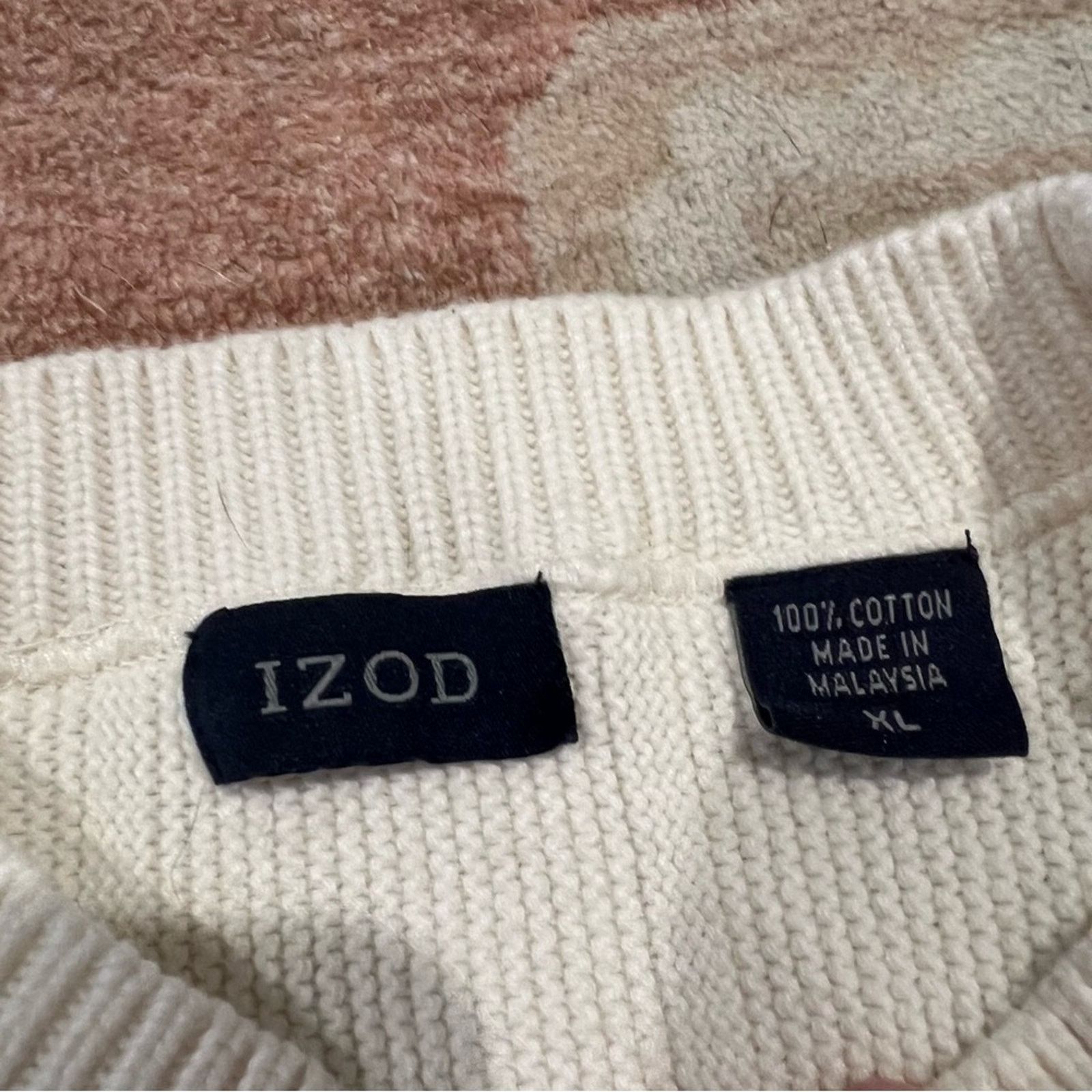 Izod Men's Izod Cream Ribbed Knit Sweater Size US XL / EU 56 / 4 - 3 Thumbnail