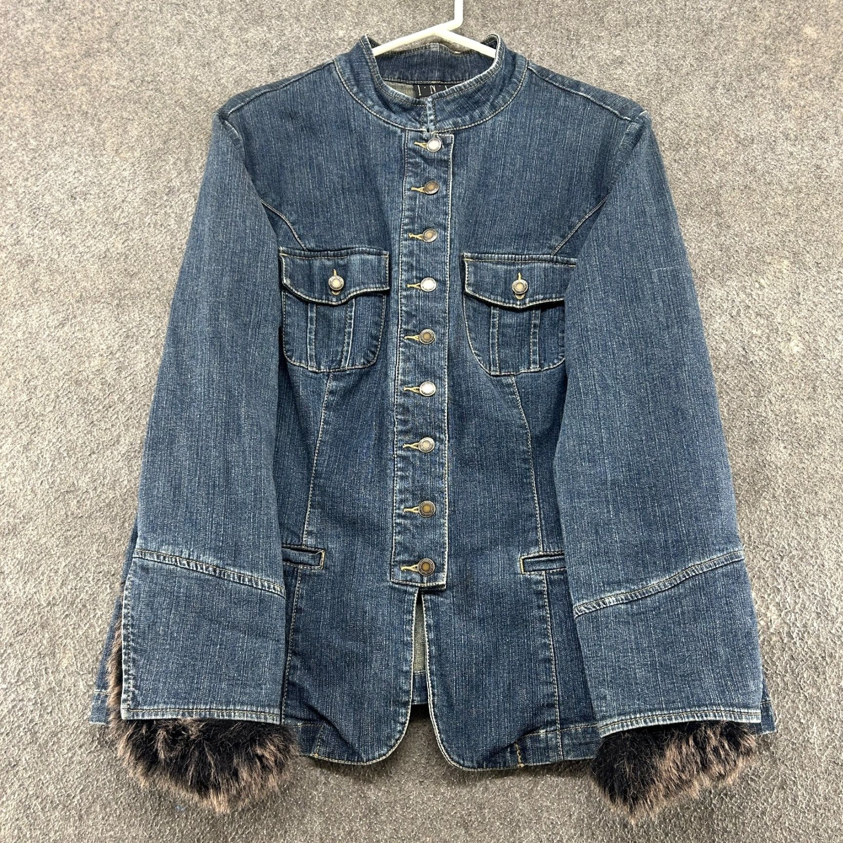 Vintage VINTAGE INC Jacket Womens 1X Blue Denim Faux Fur Cotton Short Bohemian Pockets Size XL / US 12-14 / IT 48-50 - 2 Thumbnail