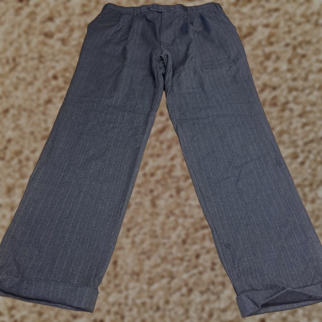 Vintage Turnbury Mens 38x32 Gray Wool Pants - Formal Dress Slim Fit Size US 38 / EU 54 - 1 Thumbnail