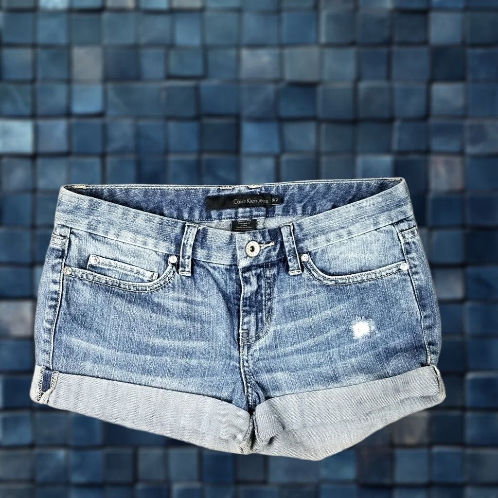 Calvin Klein Calvin Klein Shorts Women 2 Distressed Cuffed Casual Blue 100% Cotton Whiskers Size 26" / US 2 / IT 38 - 1 Thumbnail