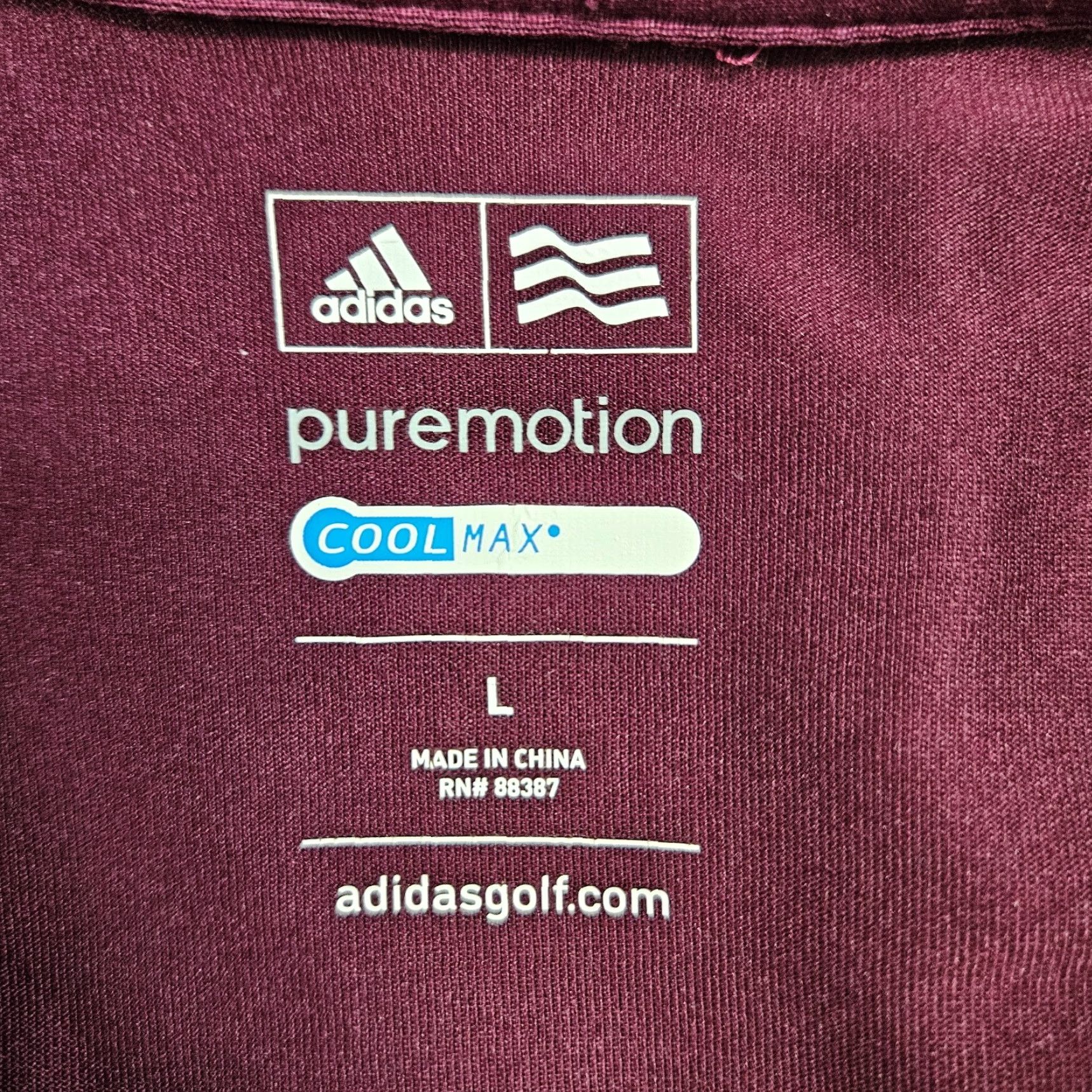 Adidas Adidas Polo Shirt Mens Large Burgundy Red Short Sleeve Puremotion Cool Max Size US L / EU 52-54 / 3 - 6 Thumbnail