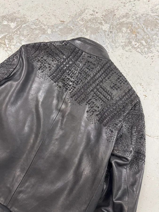 Emporio Armani FW2020 Emporio Armani Black Leather Crystal-Embellished Asymmetrical Zip Jacket Size US S / EU 44-46 / 1 - 6 Thumbnail