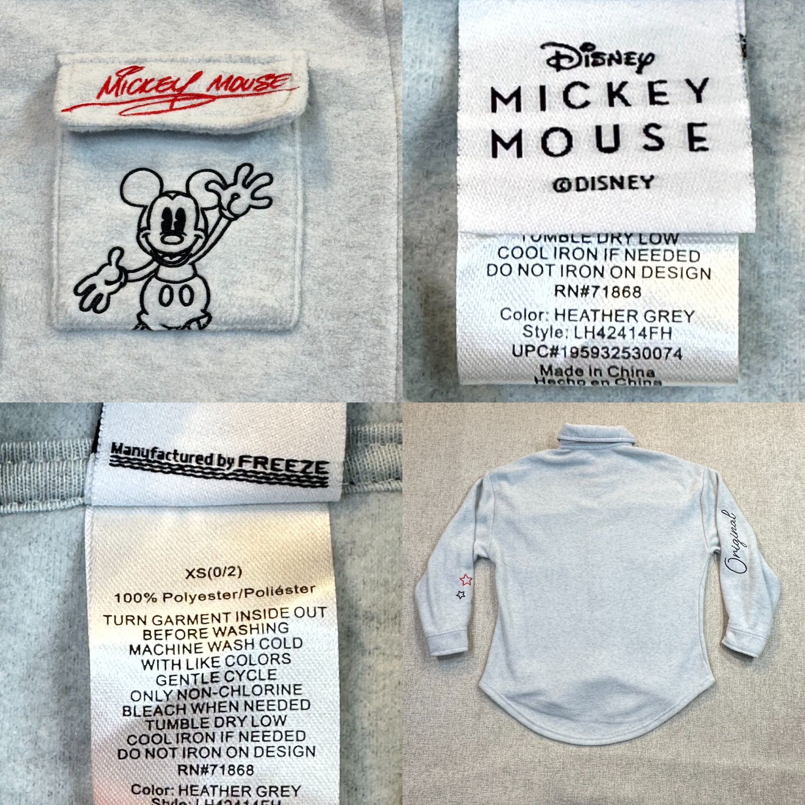 Vintage Mickey Mouse Women's XS Fleece Shacket Embroidered Gray Polyester Heather Shacket Casual Disney Cartoon Club Theme Vintage: No, Brand: Freeze? Size XS / US 0-2 / IT 36-38 - 8 Thumbnail