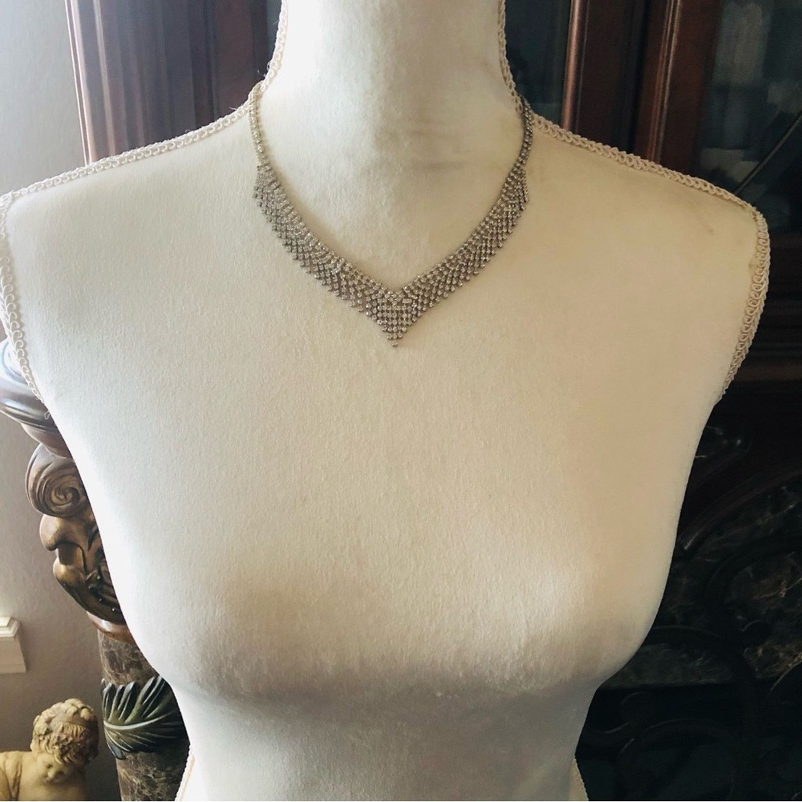 Jewelry Elegant clear rhinestone fringe necklace Size ONE SIZE - 7 Thumbnail