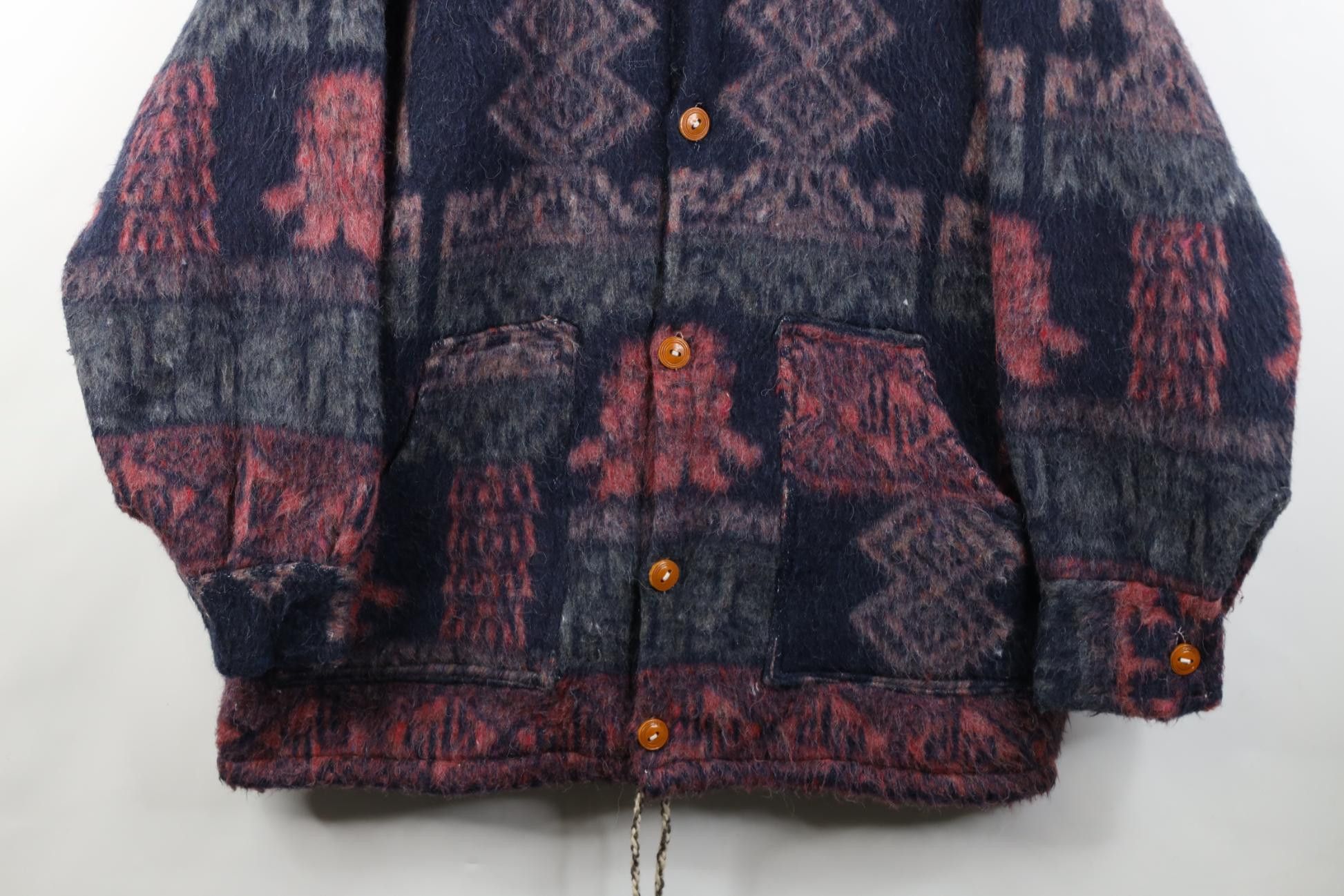 Vintage Vintage 90s Streetwear Geometric Wool Button Jacket Size US L / EU 52-54 / 3 - 3 Thumbnail