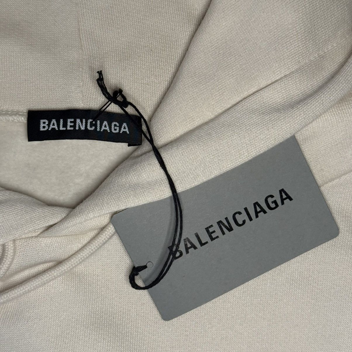 Balenciaga Balenciaga Beige Hoodie with Blue Logo Size US L / EU 52-54 / 3 - 8 Thumbnail
