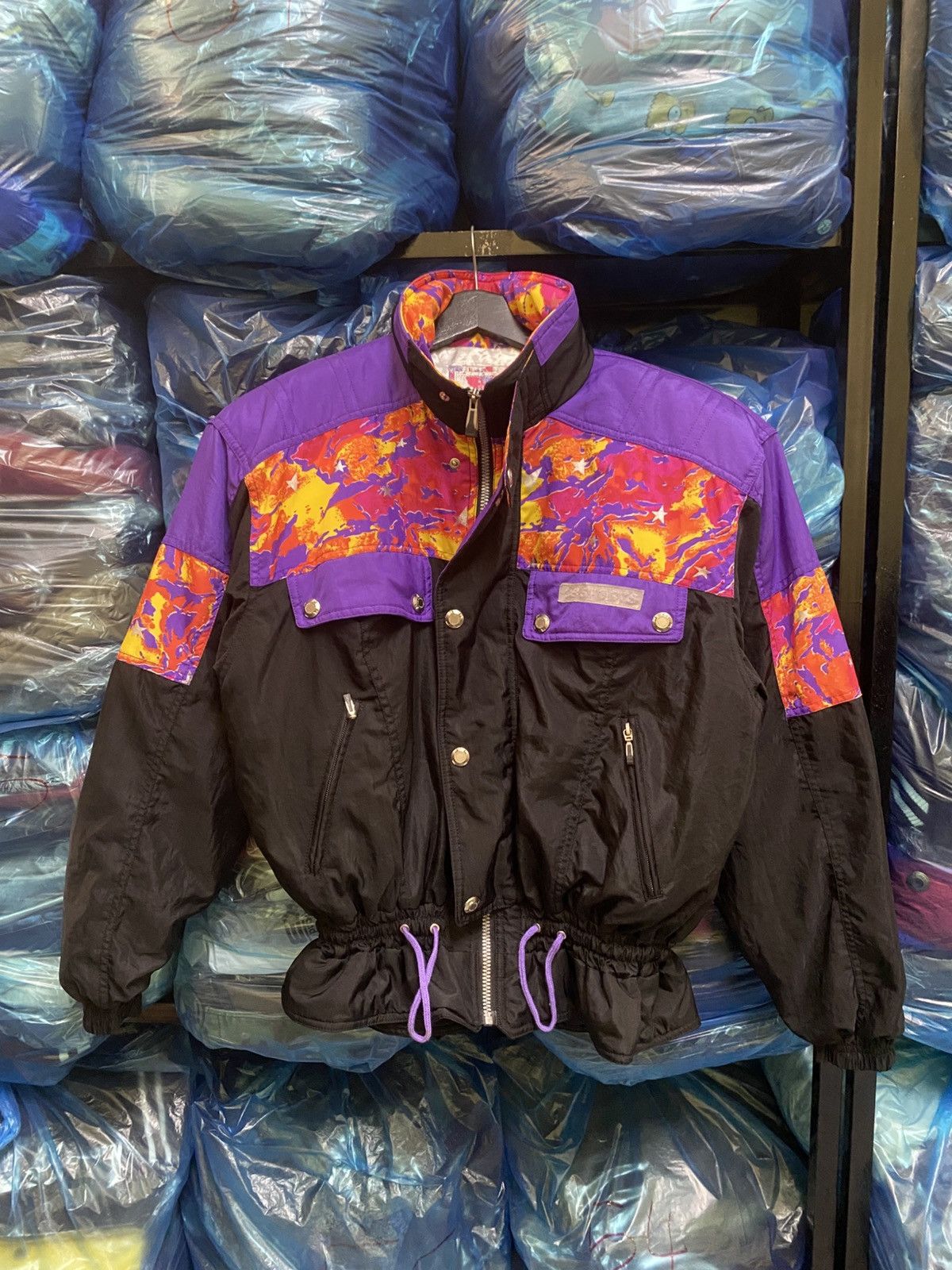 CB Sports Vintage Perjeni Sport Purple Abstract Windbreaker Jacket Size US M / EU 48-50 / 2 - 1 Thumbnail