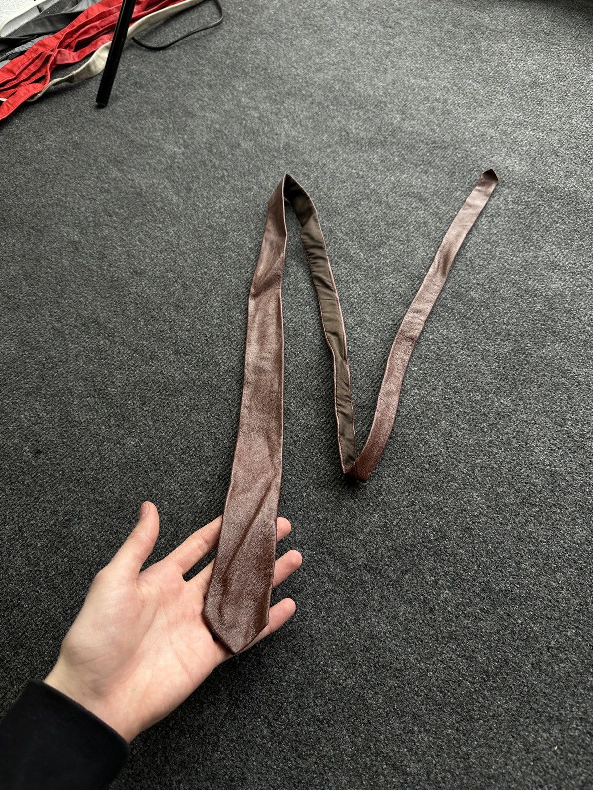 Other 🚨 LEATHER BROWN ITALY TIE LUXURY VNTG RARE OLD MONEY Size ONE SIZE - 3 Thumbnail