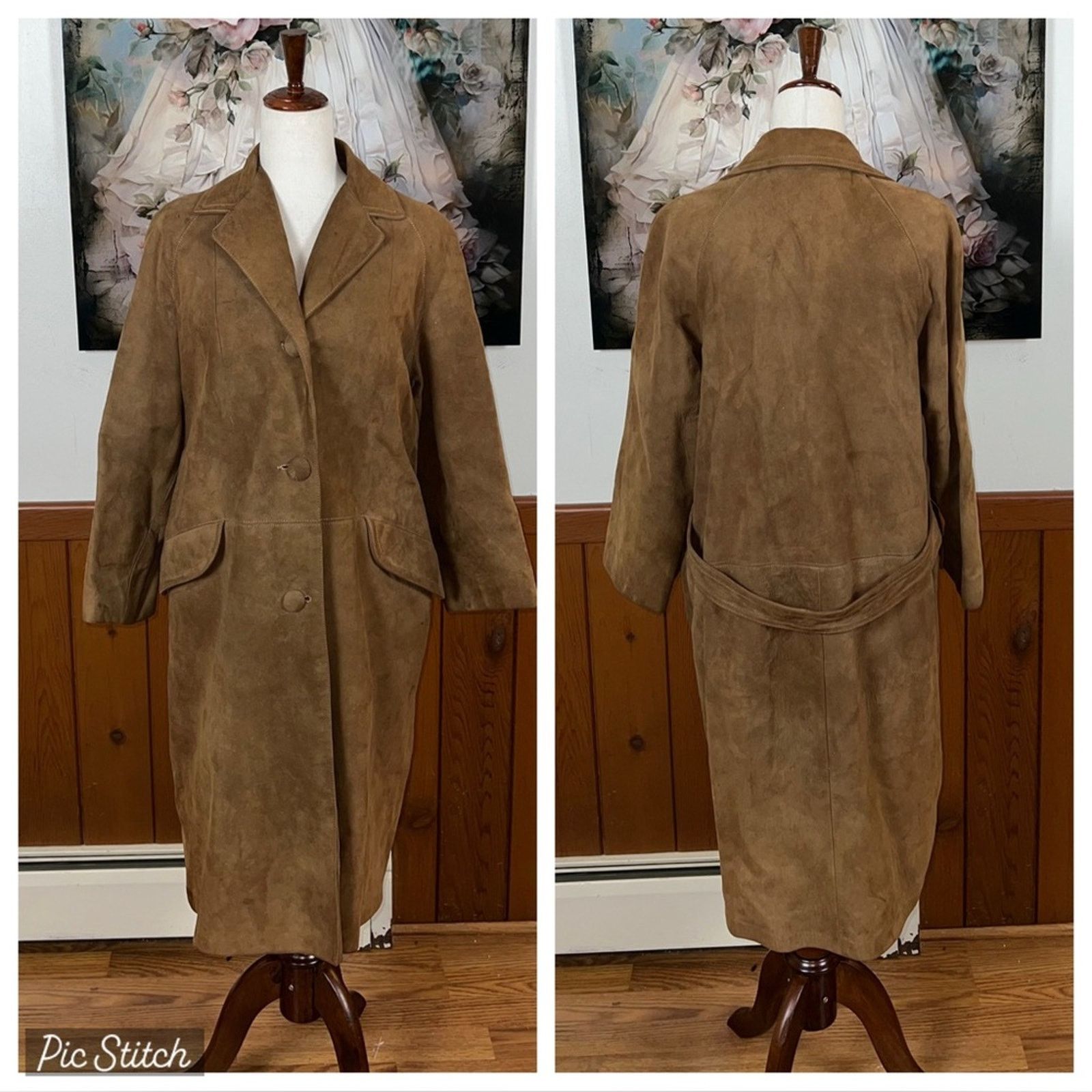 Vintage Nice Vintage 90s Stuart’s Tan Suede Trench Coat! Size M / US 6-8 / IT 42-44 - 1 Thumbnail