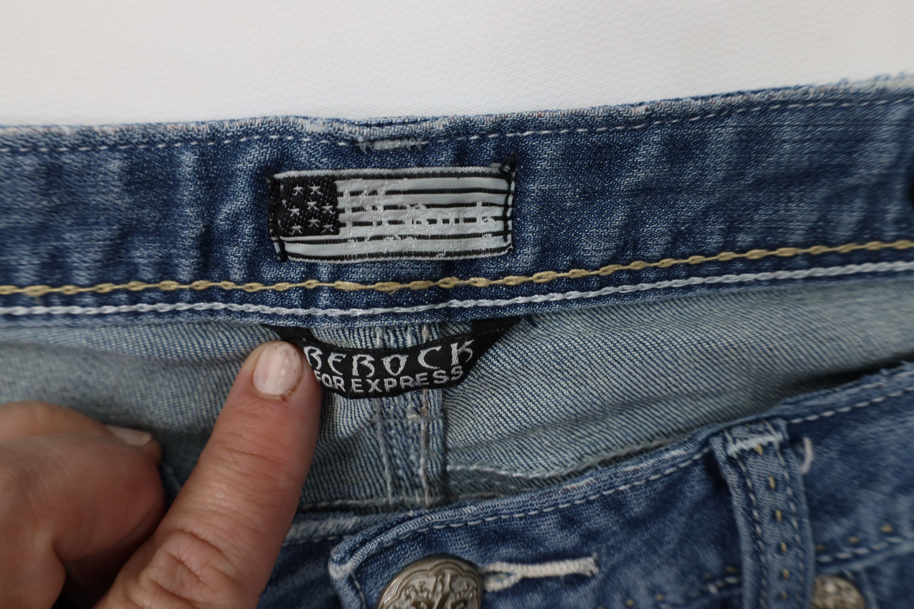 Vintage Express Rerock Stretch Skinny Crop Denim Jeans Blue Size 28" / US 6 / IT 42 - 9 Thumbnail
