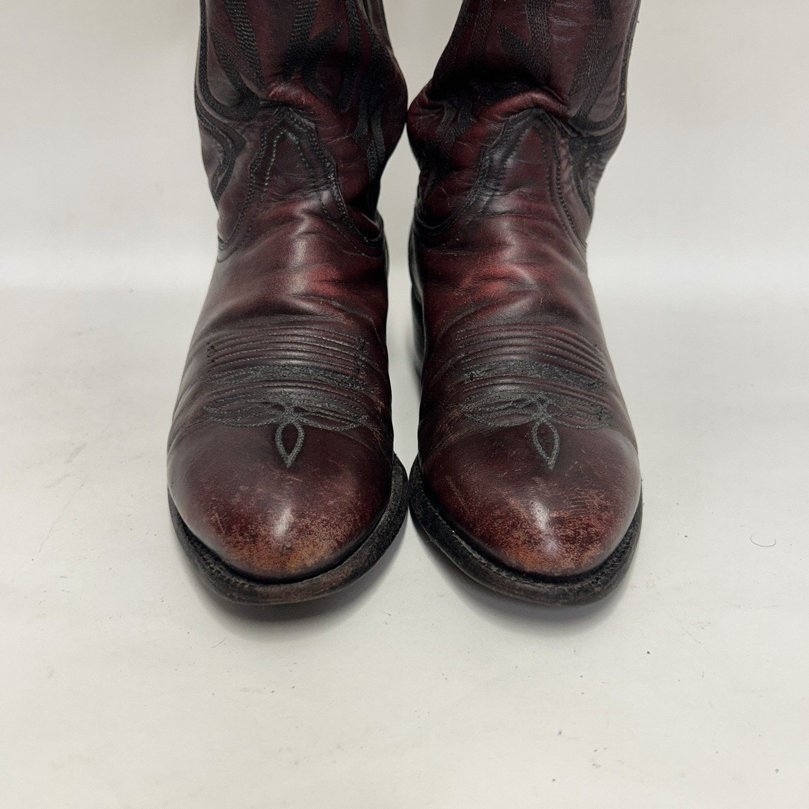 Lucchese Lucchese 2000 Leather Roper Cowboy Boots “Black Cherry” Size US 9 / EU 42 - 7 Thumbnail