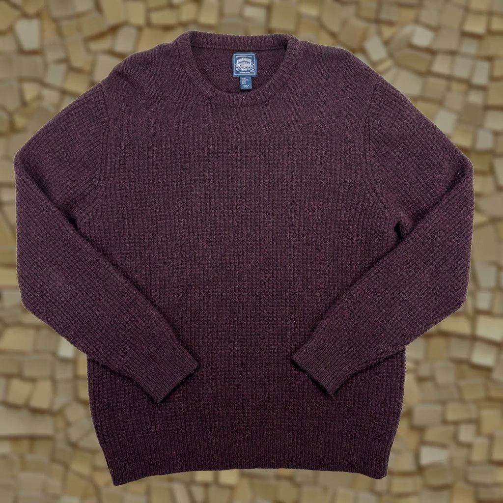 Vintage CAMBRIDGE DRY GOODS Sweater Men XL Pullover Knit Crew Neck Wool Blend Red Plum Classic Outdoor Chunky-Knit Size US XL / EU 56 / 4 - 1 Thumbnail