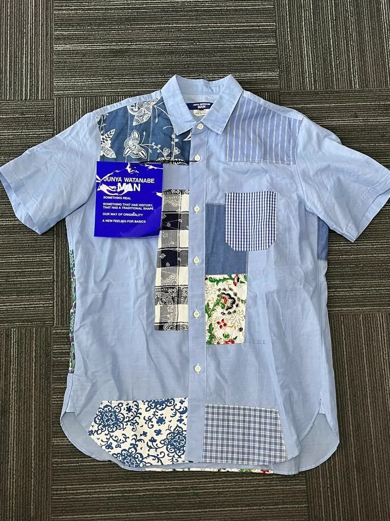 Junya Watanabe Junya Watanabe Man Patchwork Short Sleeve Shirt Size US L / EU 52-54 / 3 - 1 Thumbnail