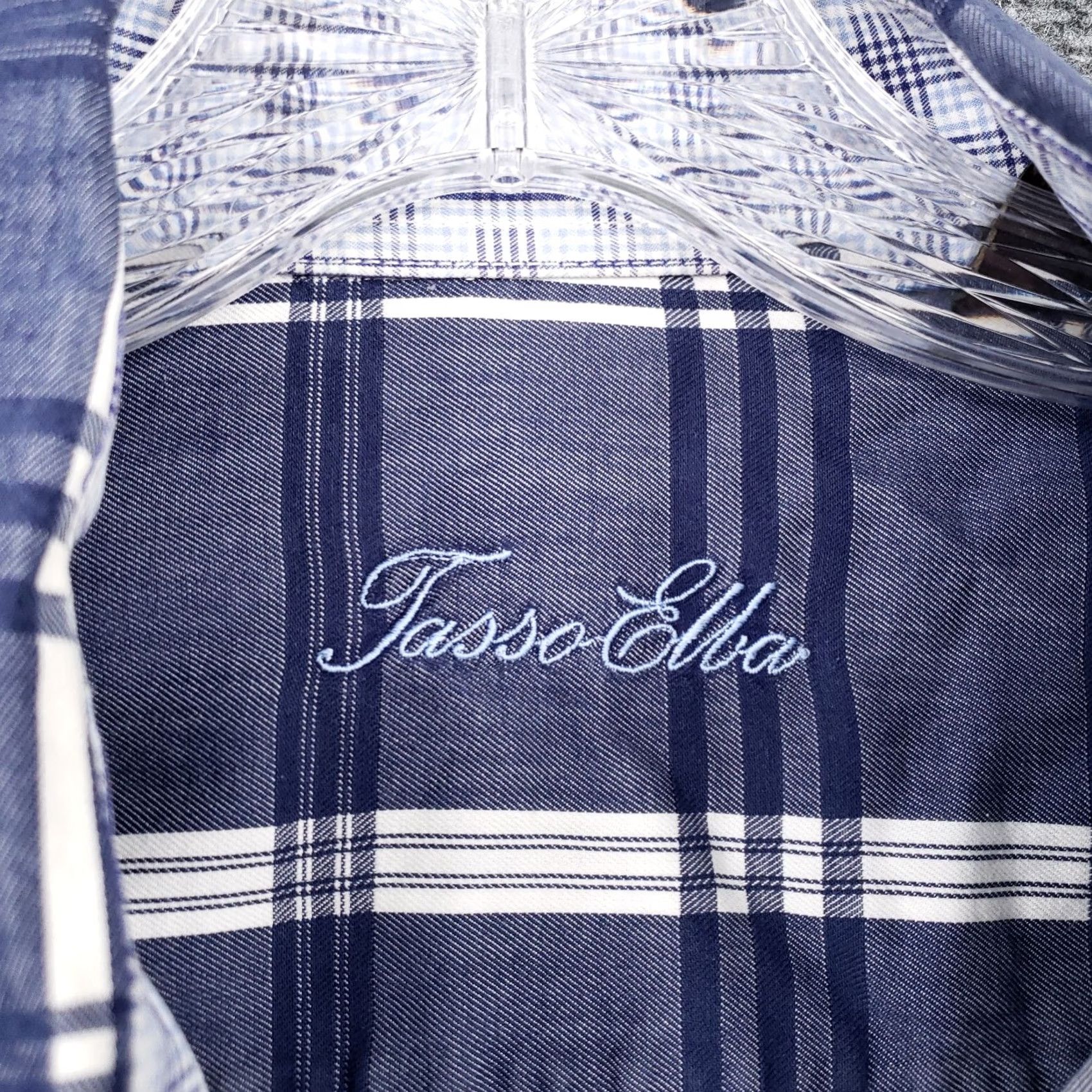 Tasso Elba Tasso Elba Button-Up Shirt Men XL 17-17.5 Blue Plaid Long Sleeve Pocket Collared Classic Designer Mens XL Blue Plaid Shirt Size US XL / EU 56 / 4 - 7 Thumbnail