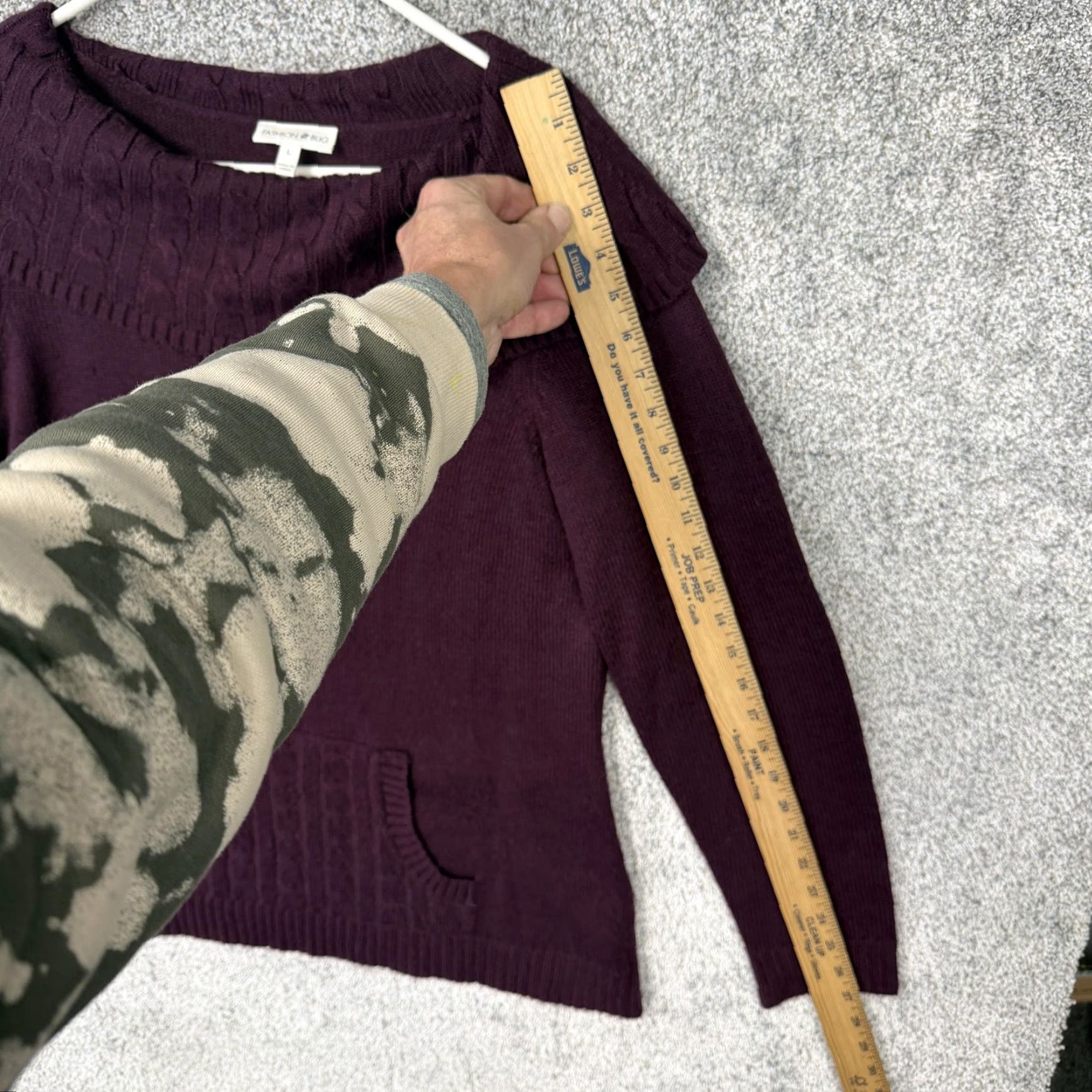 Vintage VINTAGE? (No) Fashion Bug Sweater Womens L Purple Cowl Neck Cable Knit Pockets Boho Gothic Whimsigoth Size L / US 10 / IT 46 - 3 Thumbnail
