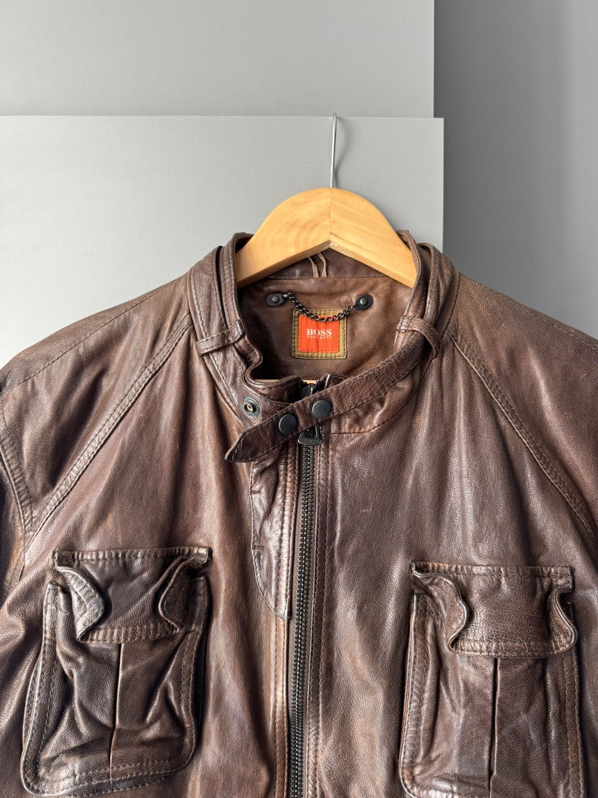 Hugo Boss × Vintage Rare Hugo Boss Goat Skin Shiny Dragon Print Leather Jacket Size US M / EU 48-50 / 2 - 4 Thumbnail