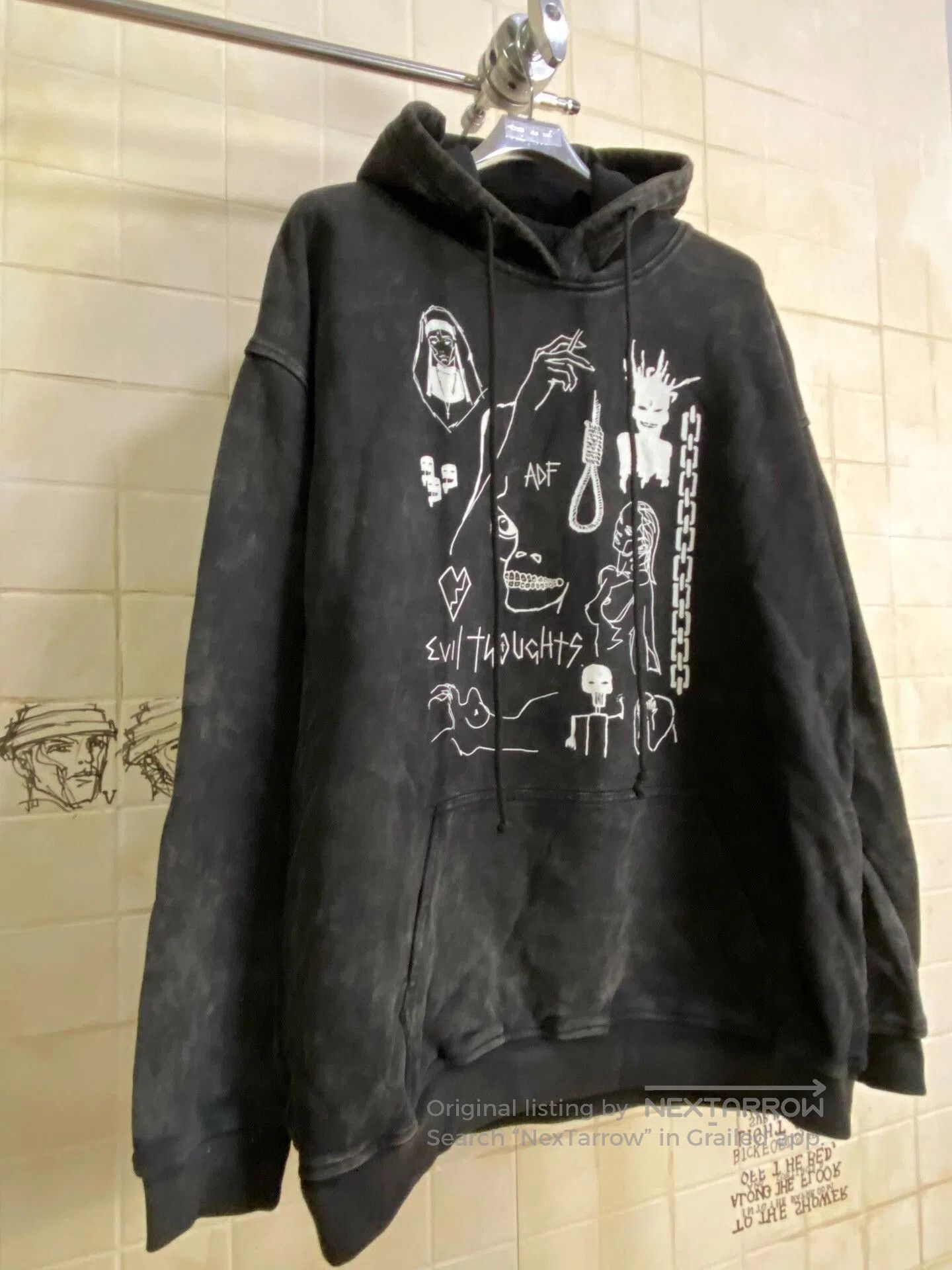 Arno De France Arnodefrance Graphic Oversized Hoodie. Size M / US 6-8 / IT 42-44 - 3 Thumbnail