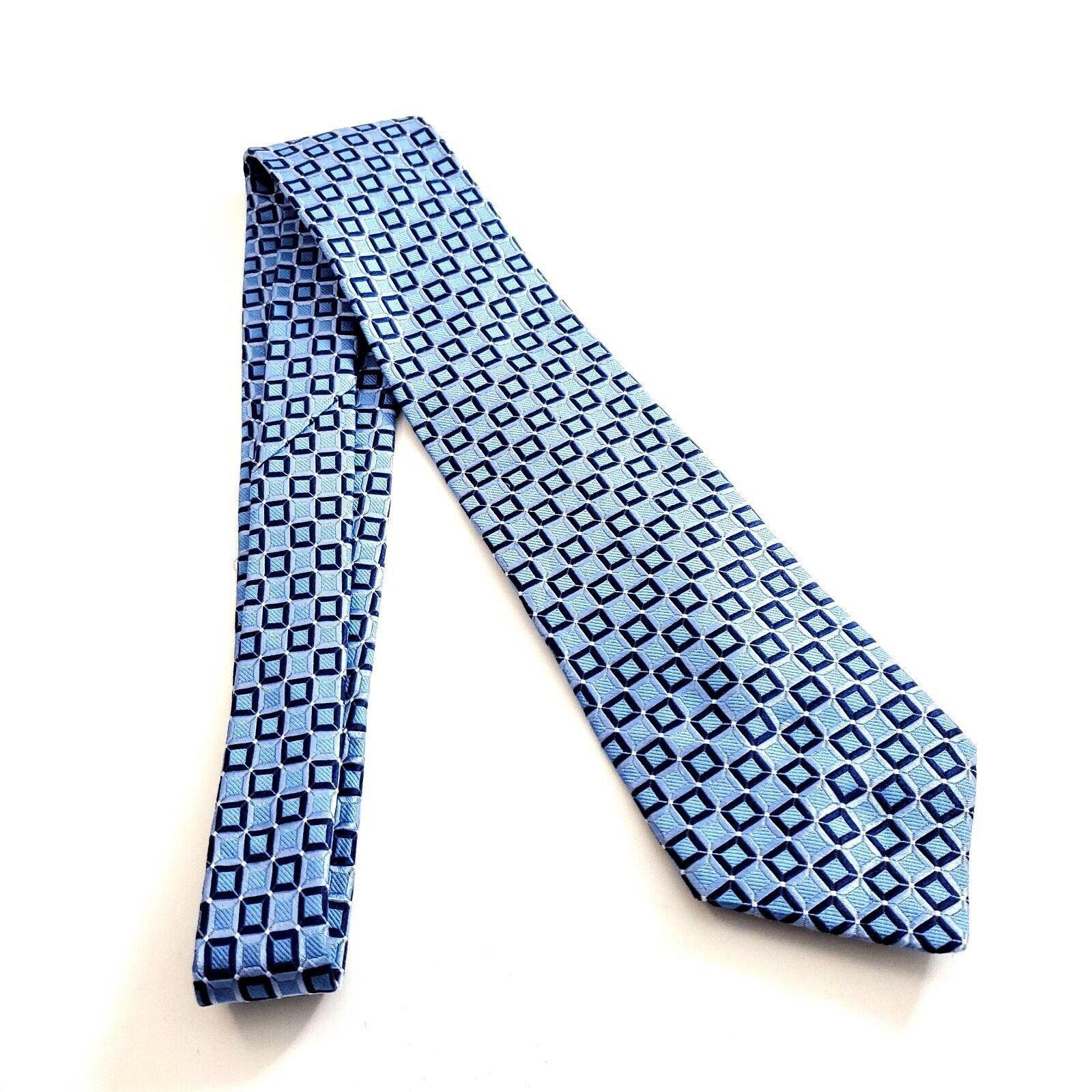 Nautica Nautica Blue Woven Geometric Silk Tie Size ONE SIZE - 6 Thumbnail