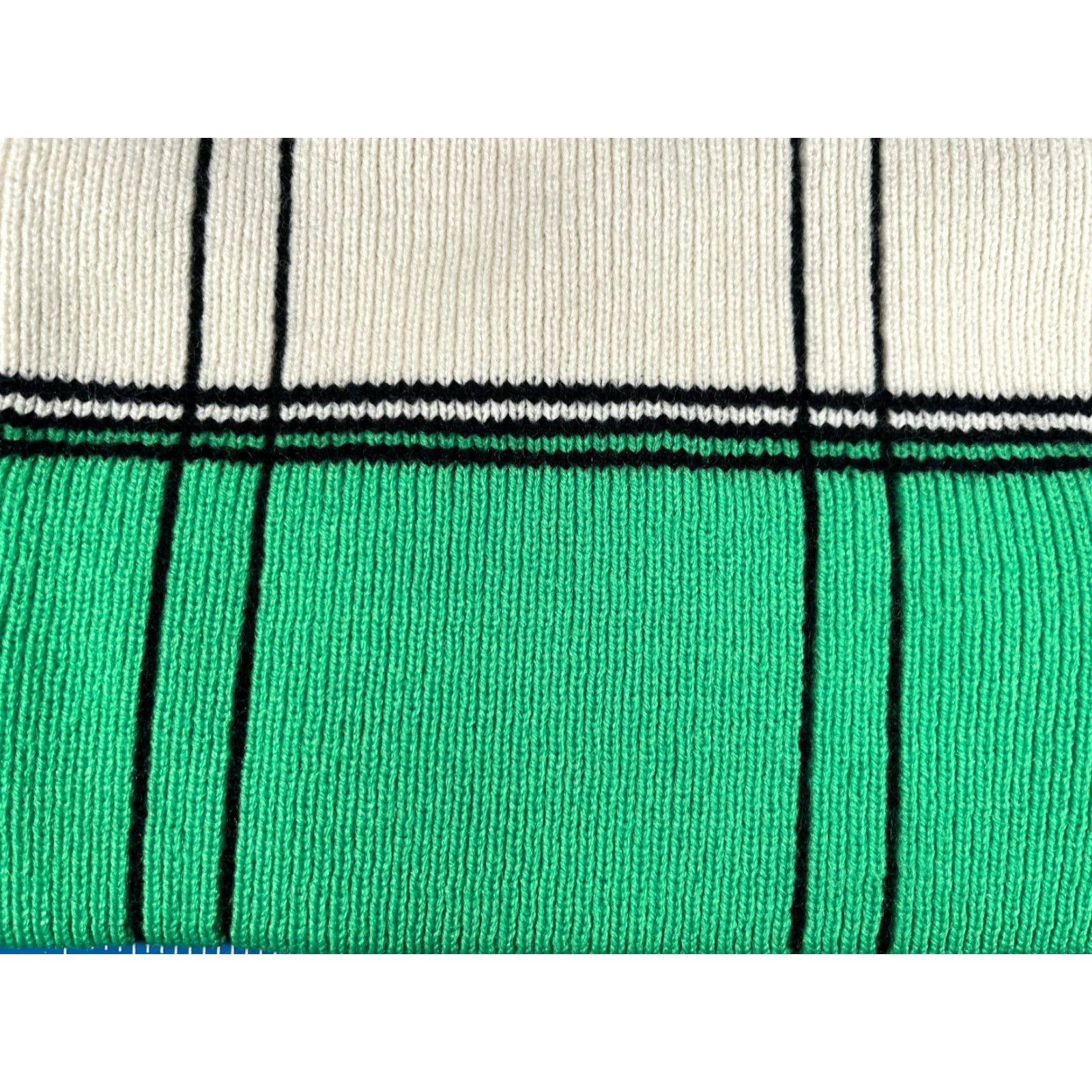 Vintage Beanie Toque Adult One Size Green White Stripe Knit Acrylic Blend Outdoor Size ONE SIZE - 2 Thumbnail