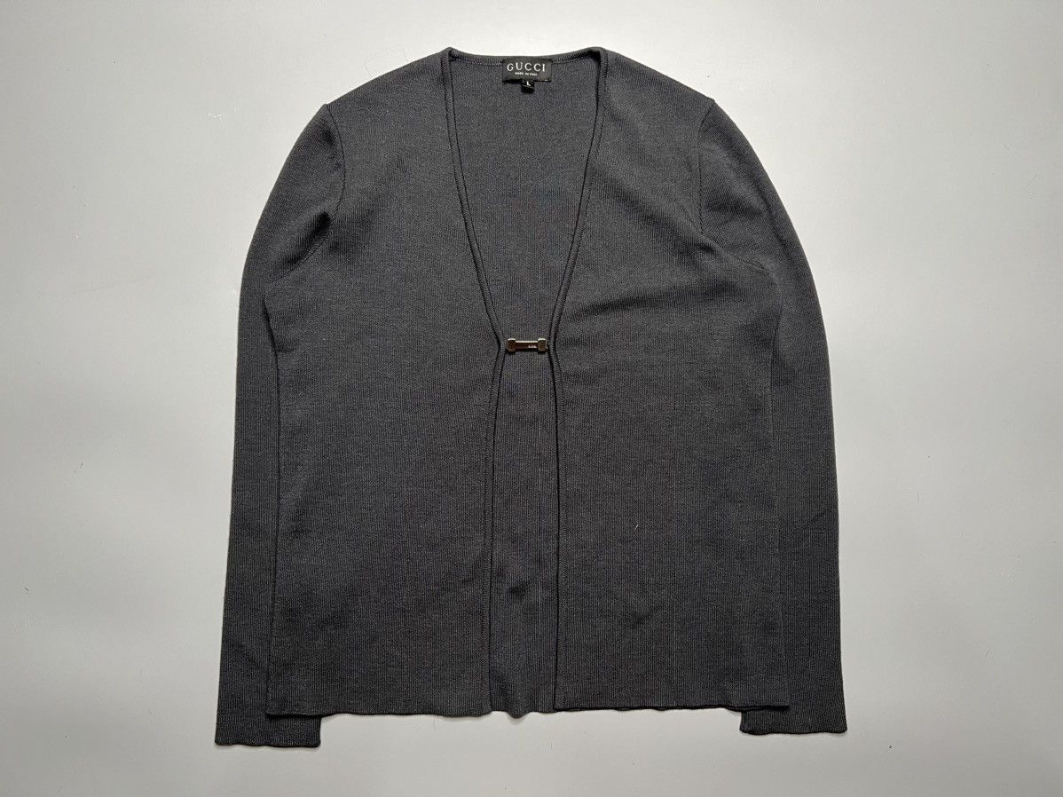 image of Gucci X Tomford F/w 97 Wool Silk Cashmere Blend Cardigan in Grey, Women's (Size Large)