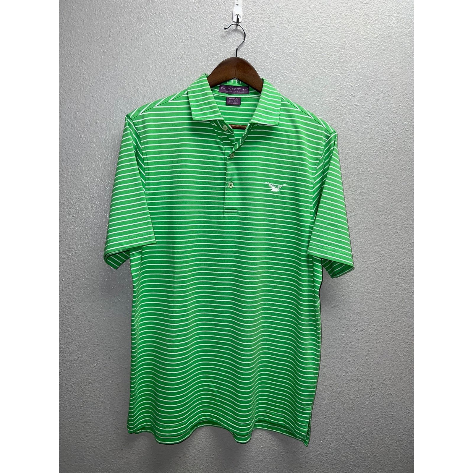 Vintage Vintage Martin Polo Shirt Green Striped Golf SS Eagle Medium Size US M / EU 48-50 / 2 - 1 Thumbnail