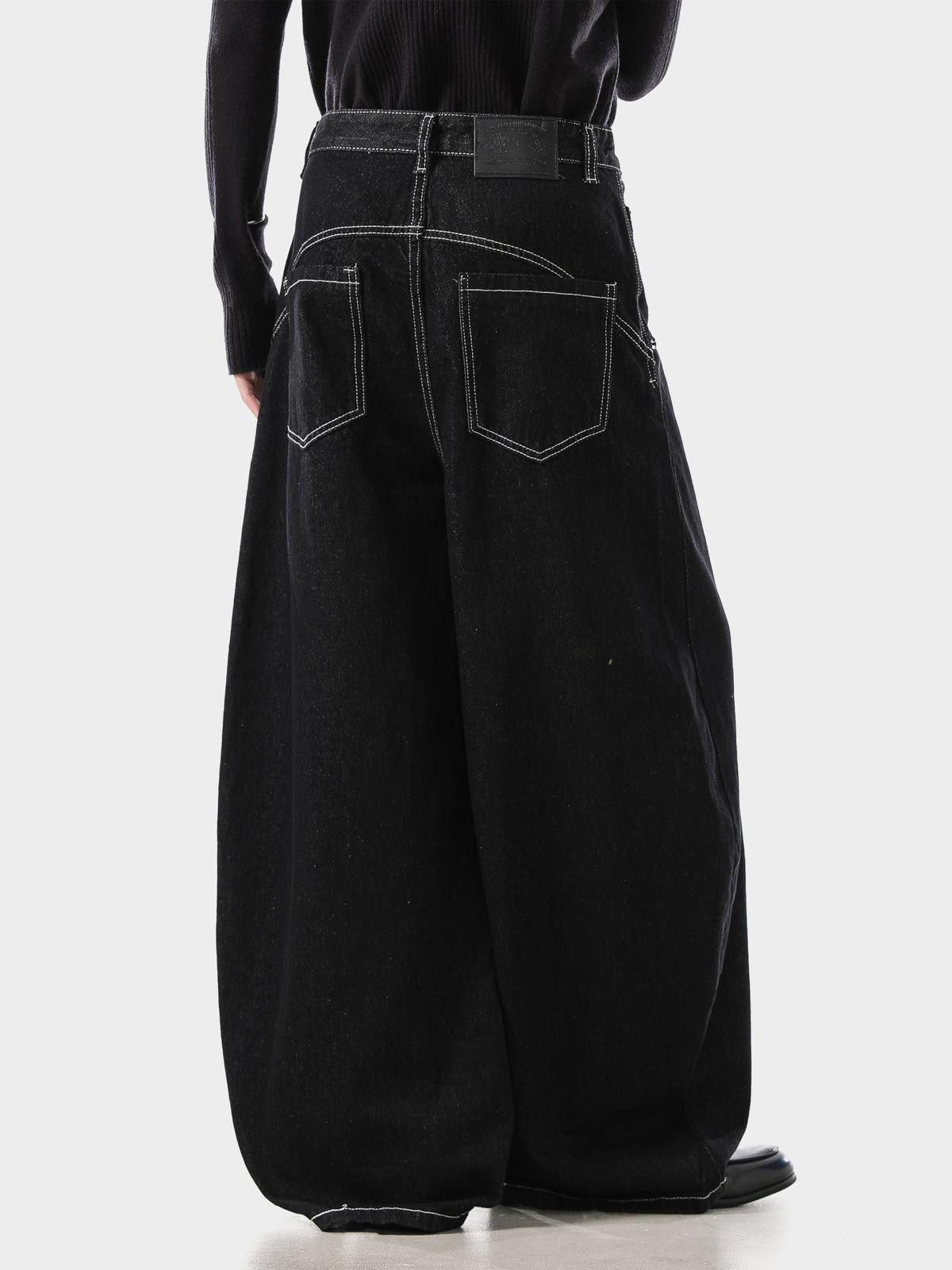 Japanese Brand Black Wide Leg Denim Jeans, Hook Closure Jeans Size US 32 / EU 48 - 5 Thumbnail