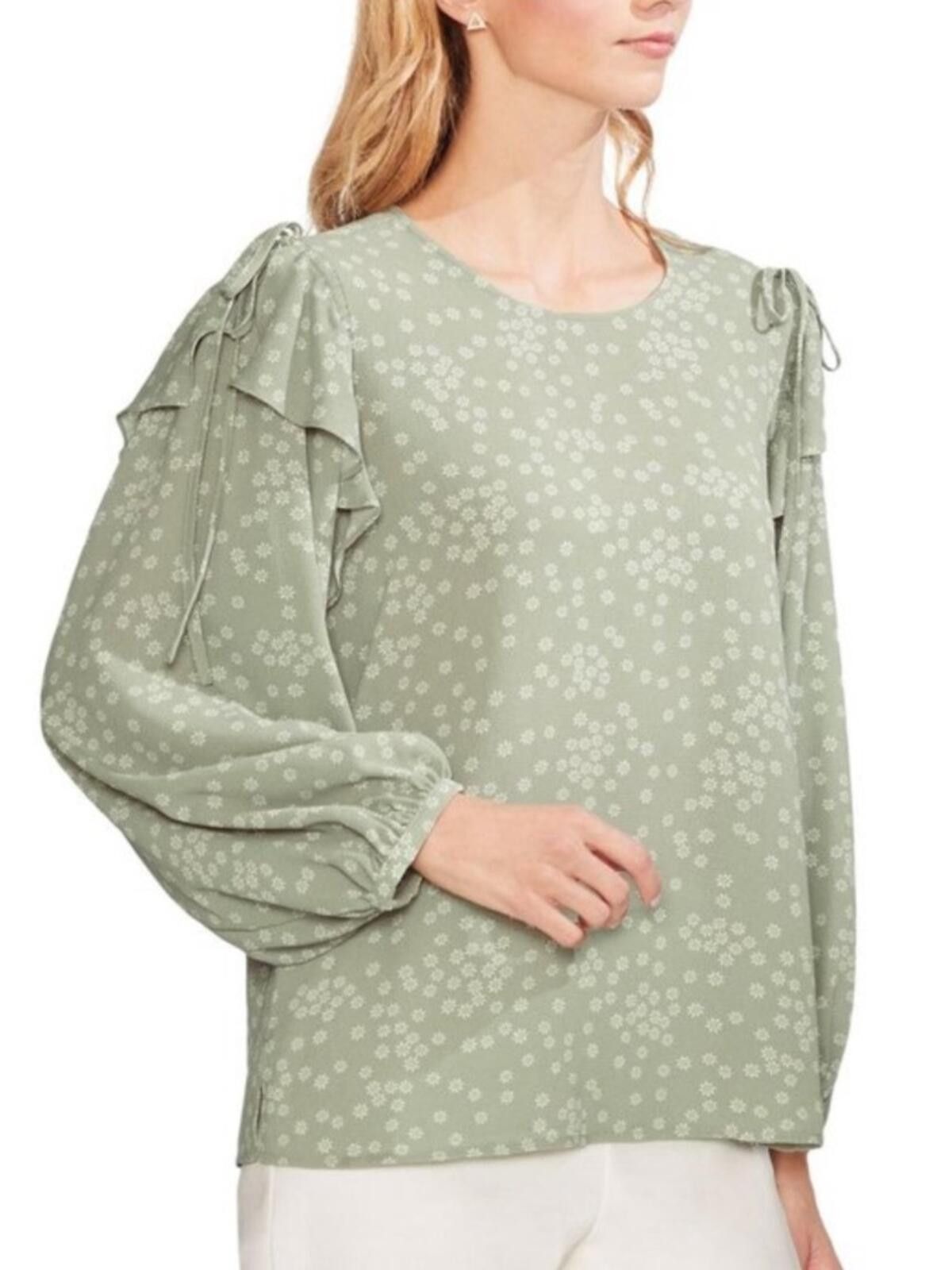 Vince Camuto Vince Camuto / Floral Flutter Sleeve Blouse / Green Size XS / US 0-2 / IT 36-38 - 1 Thumbnail