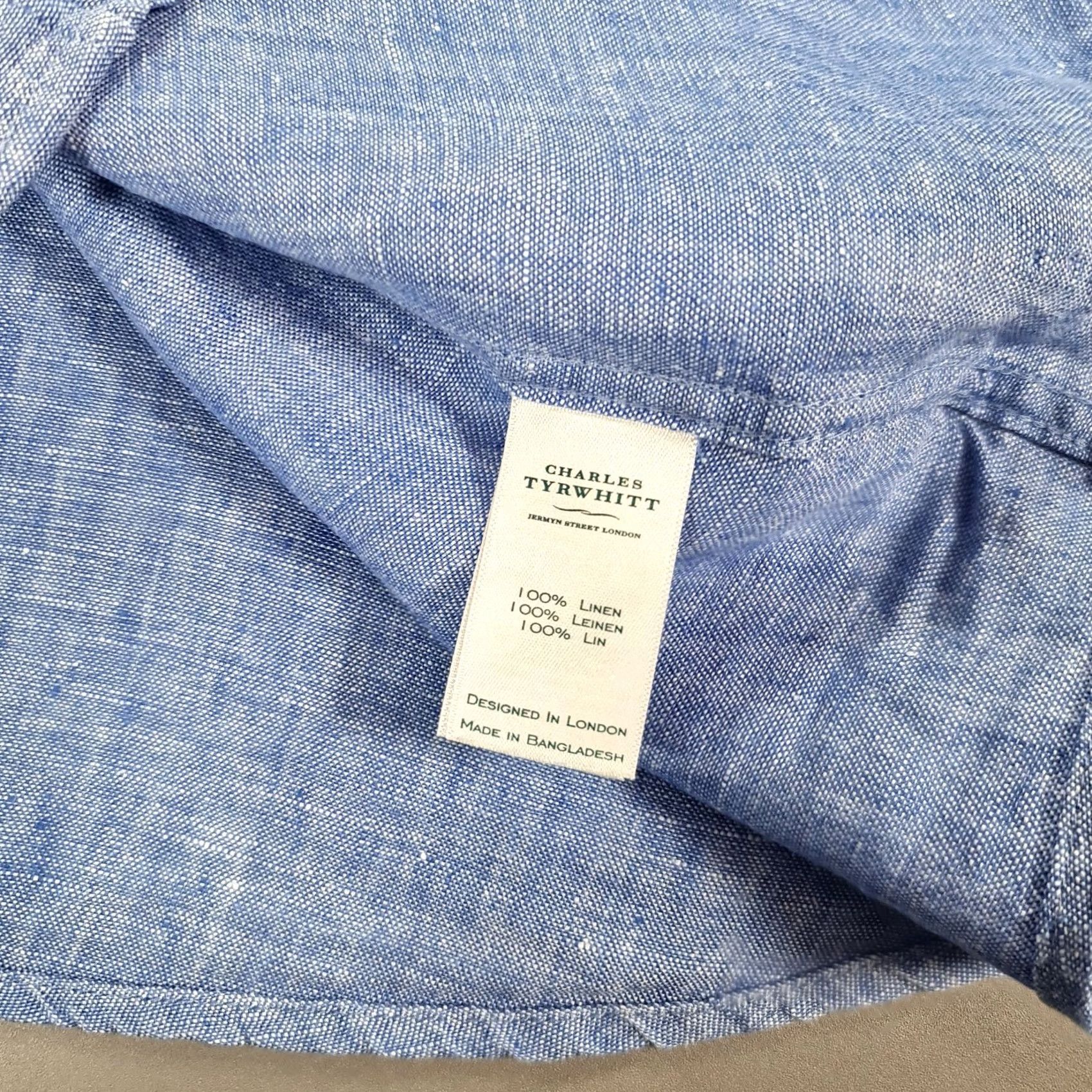 Charles Tyrwhitt Charles Tyrwhitt Mens Shirt 3XL Blue Linen Button-Up Long Sleeve Collared Casual Classic Fit Summer Holiday Mens Size US XXL / EU 58 / 5 - 7 Thumbnail