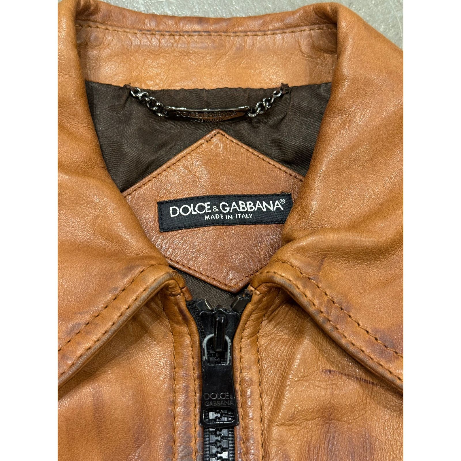 Dolce & Gabbana 2000s Dolce & Gabbana stained rust leather jacket Size XL / US 12-14 / IT 48-50 - 7 Thumbnail