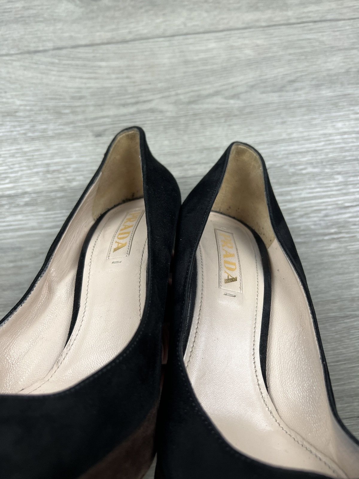 Prada Vintage Prada Suede Platform Heels – Two-Tone Brown & Black Size US 7.5 / IT 37.5 - 8 Thumbnail