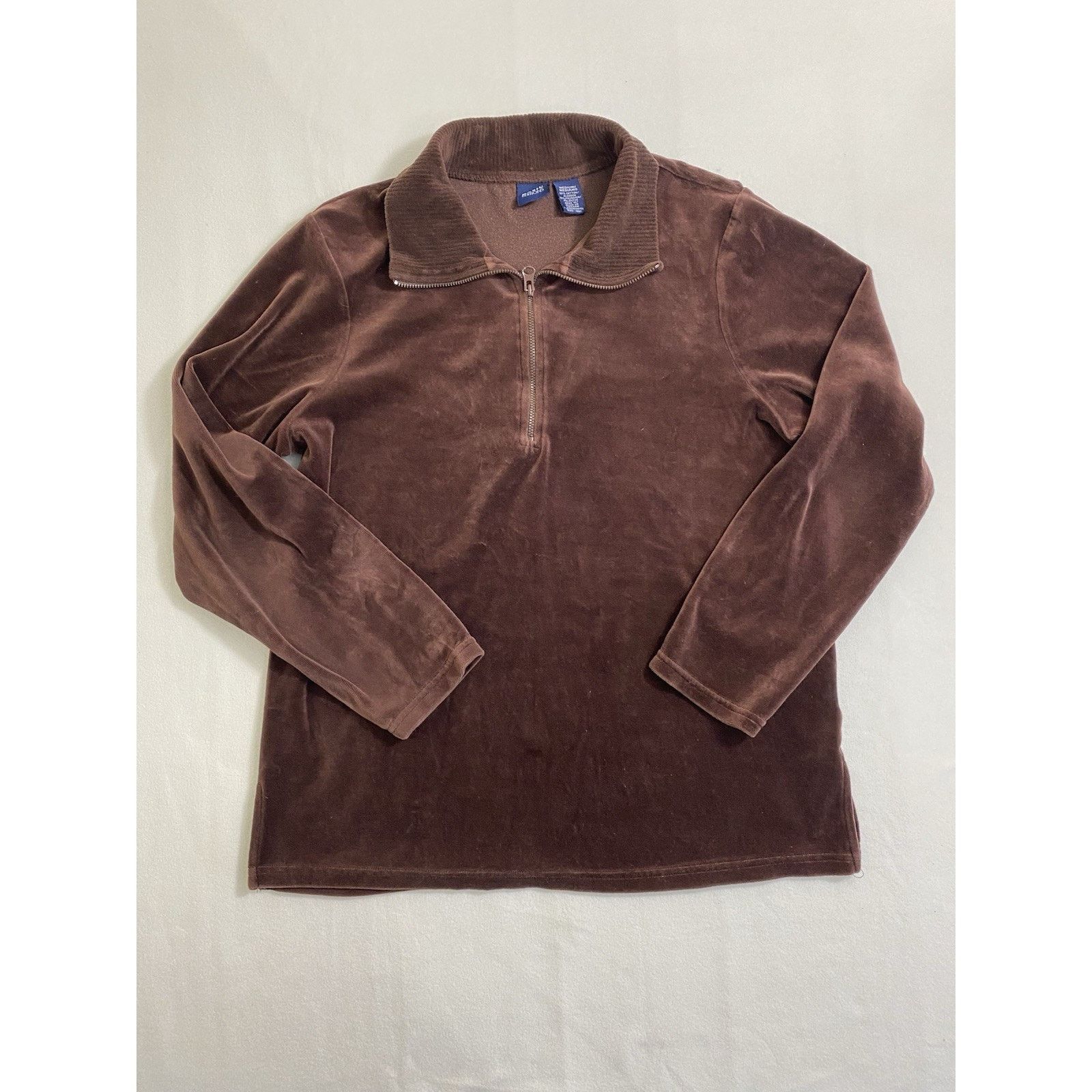 Basic Editions Vintage Womens Medium Dark Brown Velour Tracksuit Set Y2K Size 27" / US 4 / IT 40 - 4 Thumbnail