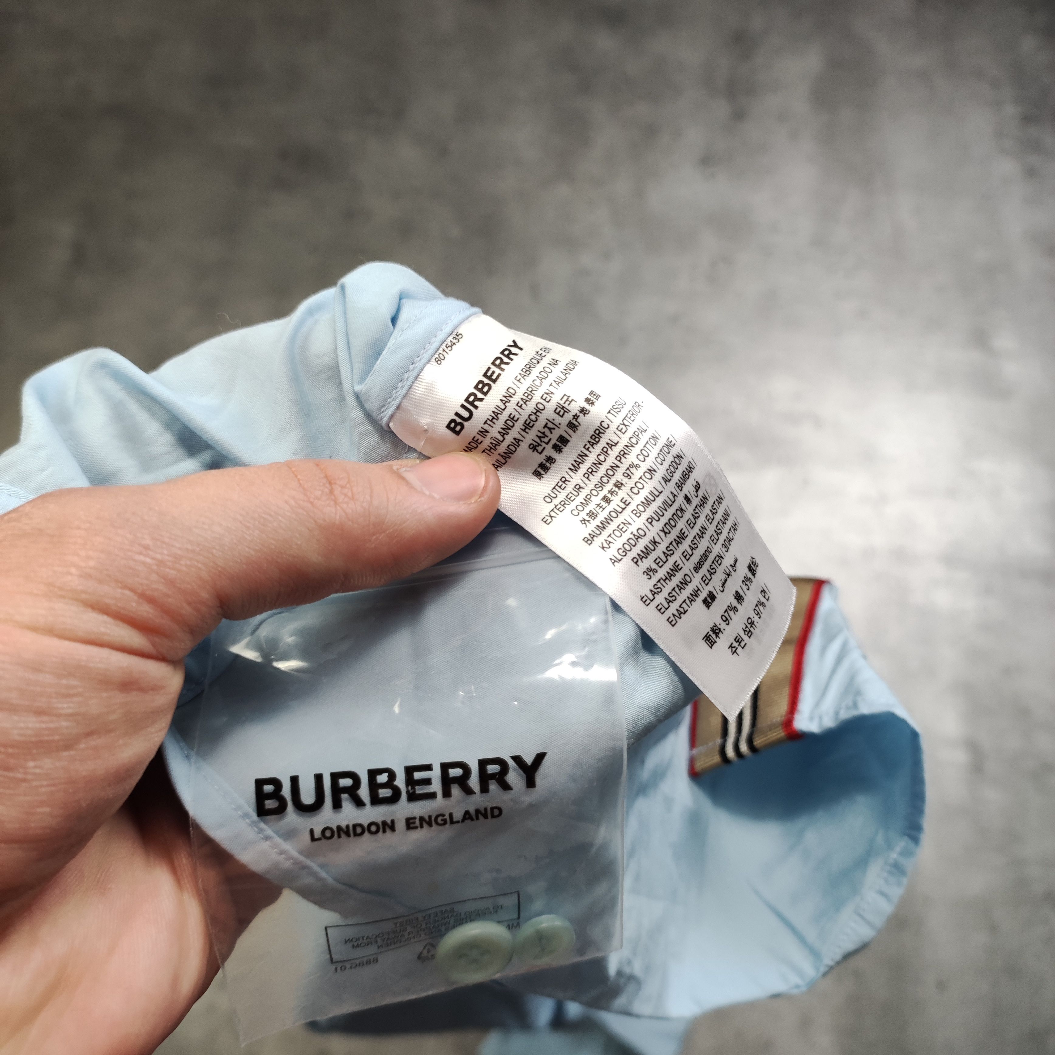 RARE Baby blue Luxury Burberry London Tape Shirt